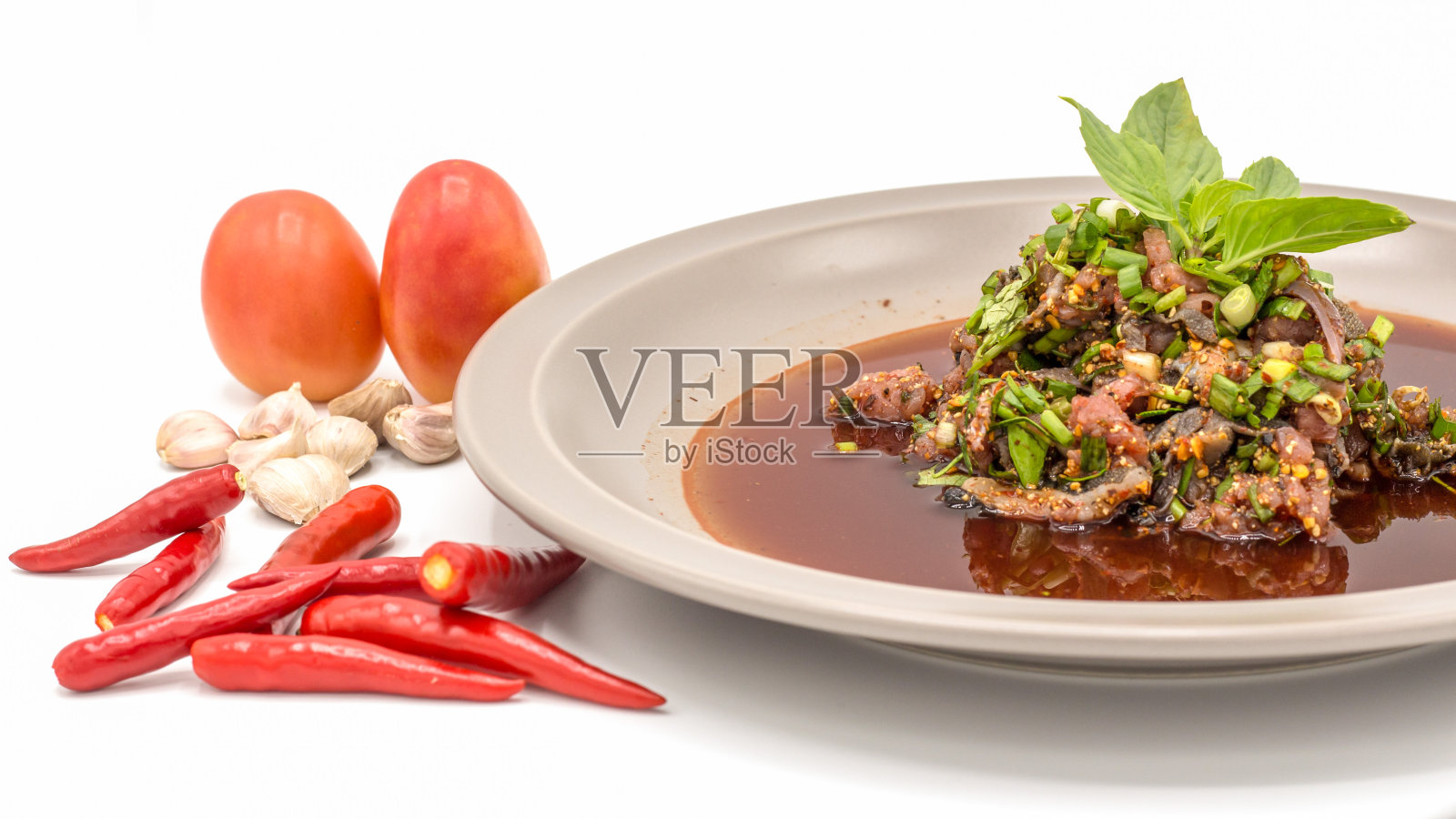 香辣猪肉沙律照片摄影图片