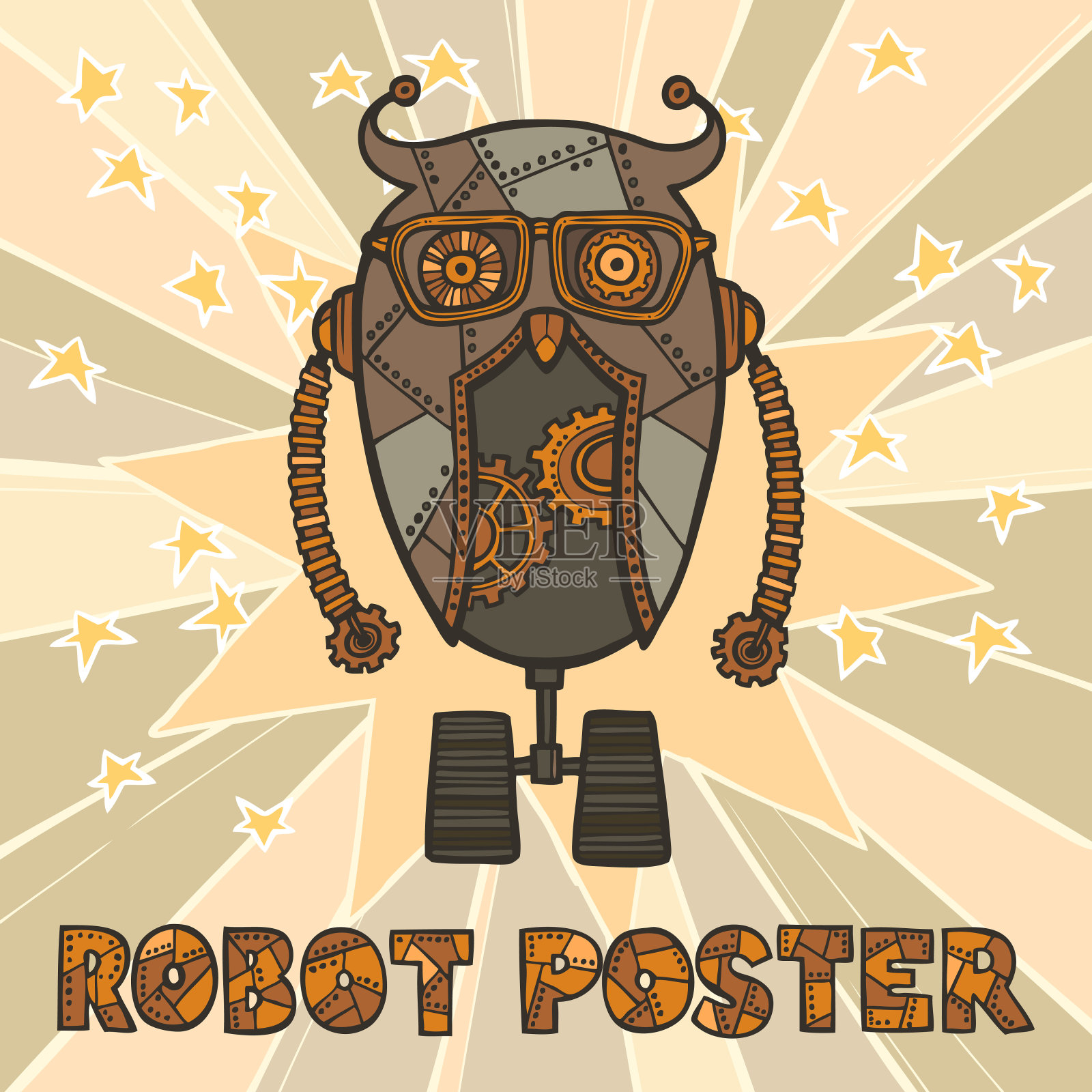 时髦的机器人设计插画图片素材