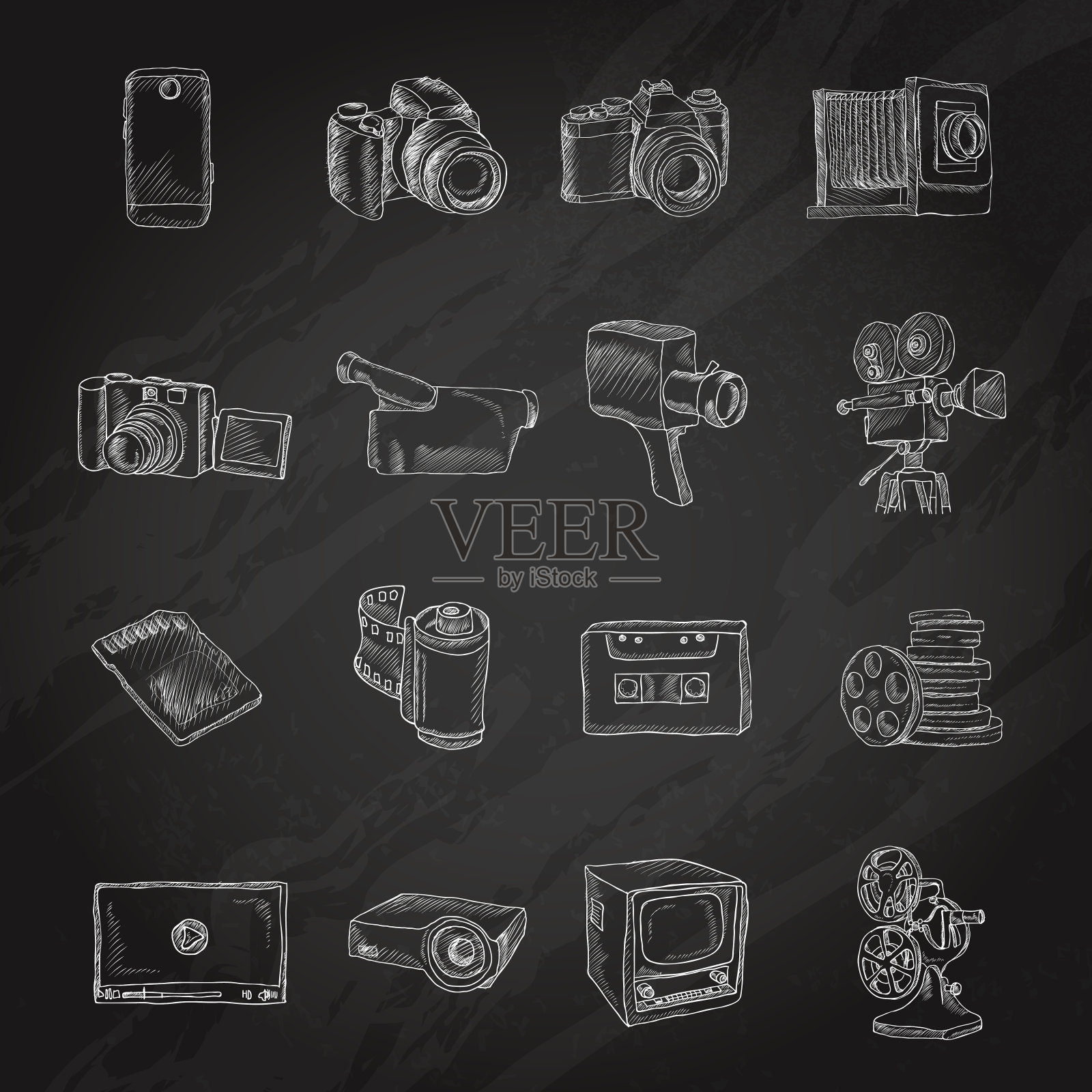 照片视频黑板插画图片素材