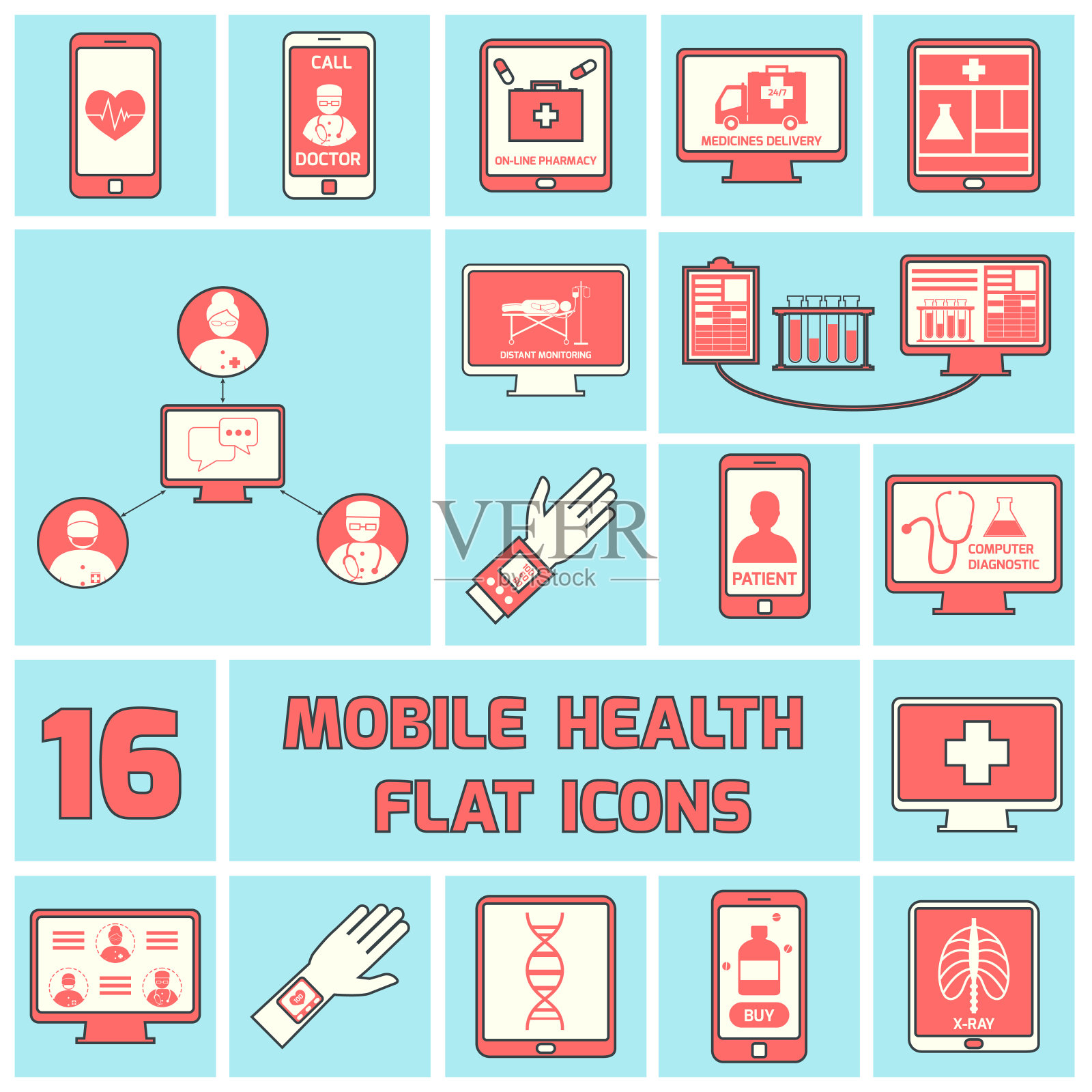 移动健康图标呈直线图标素材