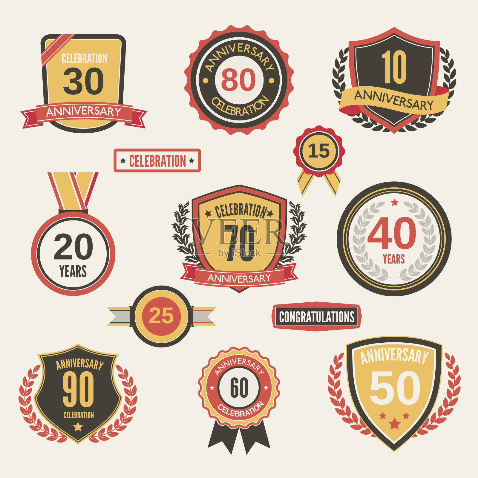 周年标签复古设计元素图片