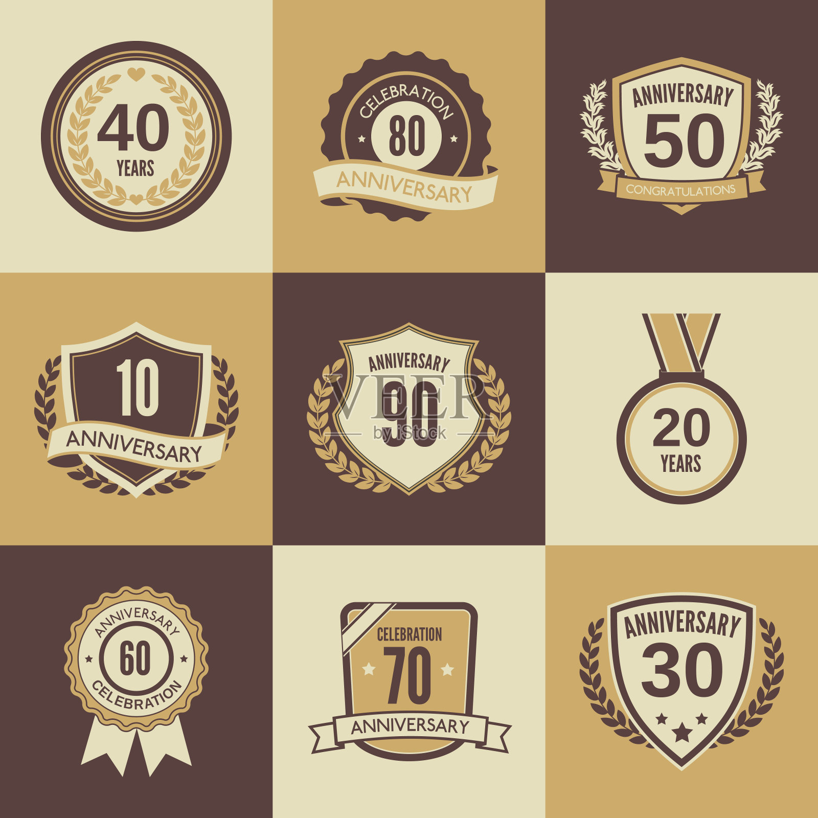 周年标签插画图片素材