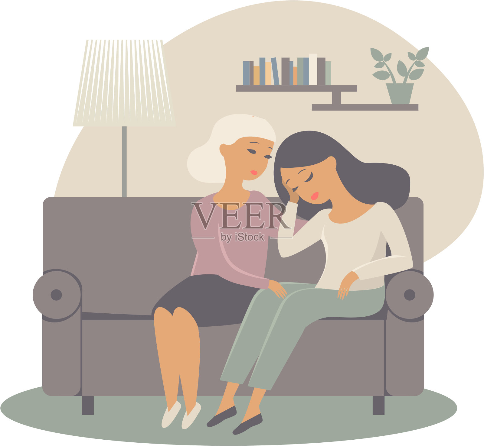 互相帮助的女性朋友插画图片素材