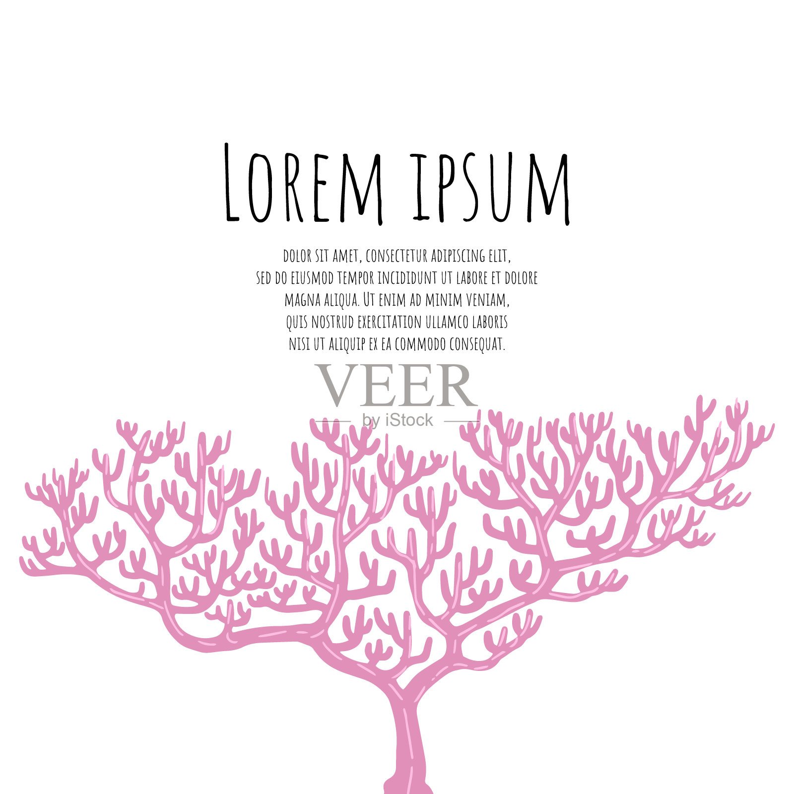 插图的珊瑚和地方为您的文本。带有航海设计的飞行器。插画图片素材