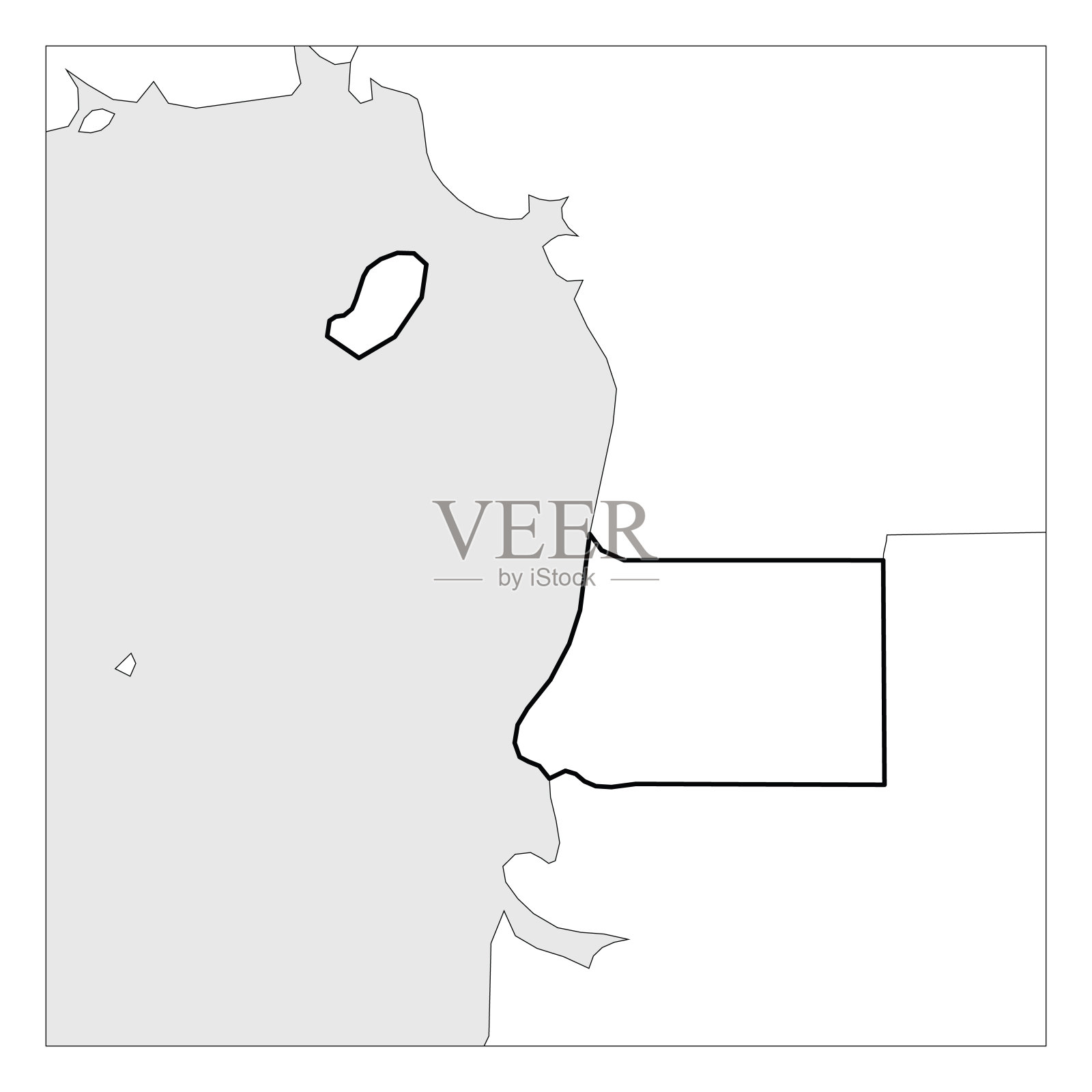 赤道几内亚地图以黑色粗线标出邻国轮廓插画图片素材