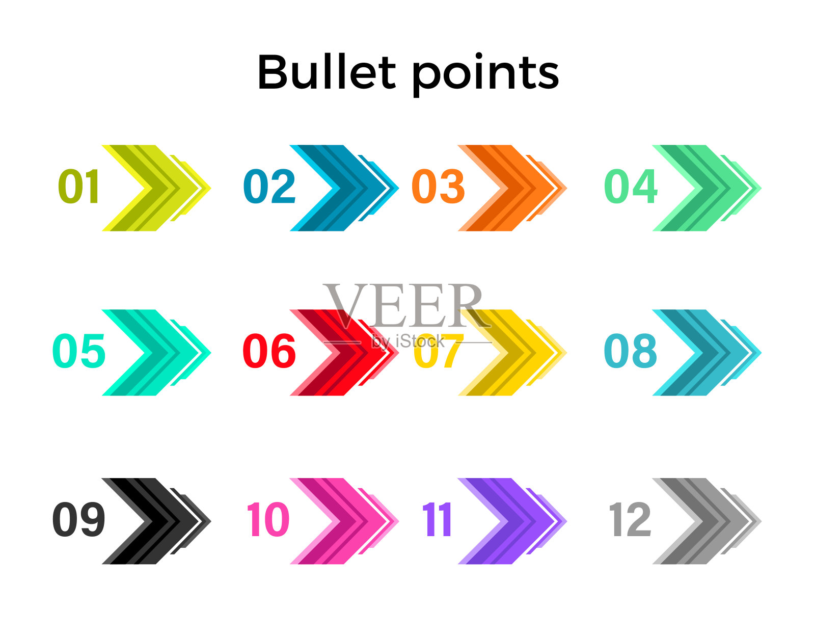 彩色子弹点箭头插画图片素材