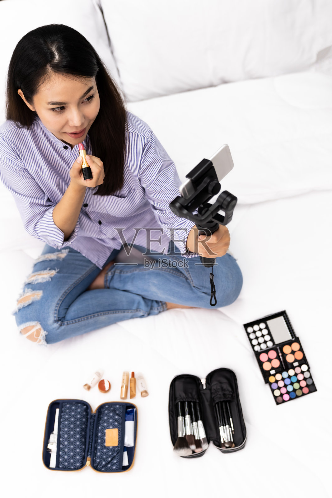 有影响力的美妆视频博主照片摄影图片