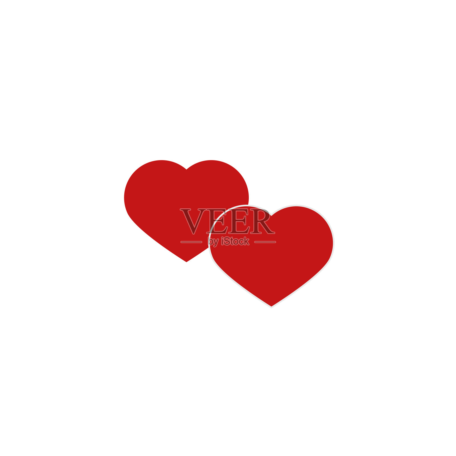 一套水彩红粉色小心带丝带。矢量插图。插画图片素材