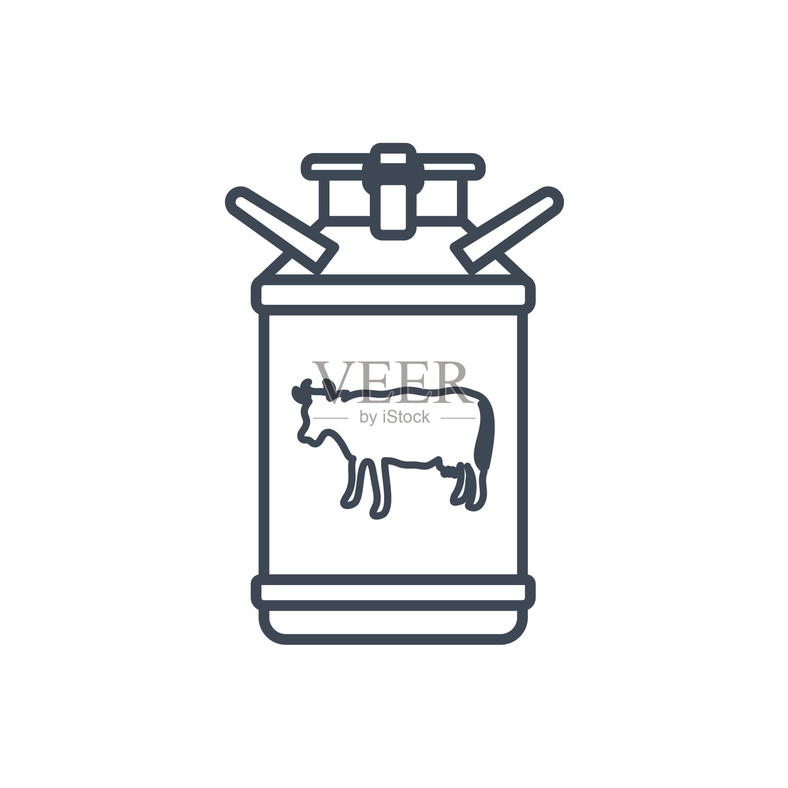 细线图标制造乳制品，牛奶搅拌器，奶牛插画图片素材