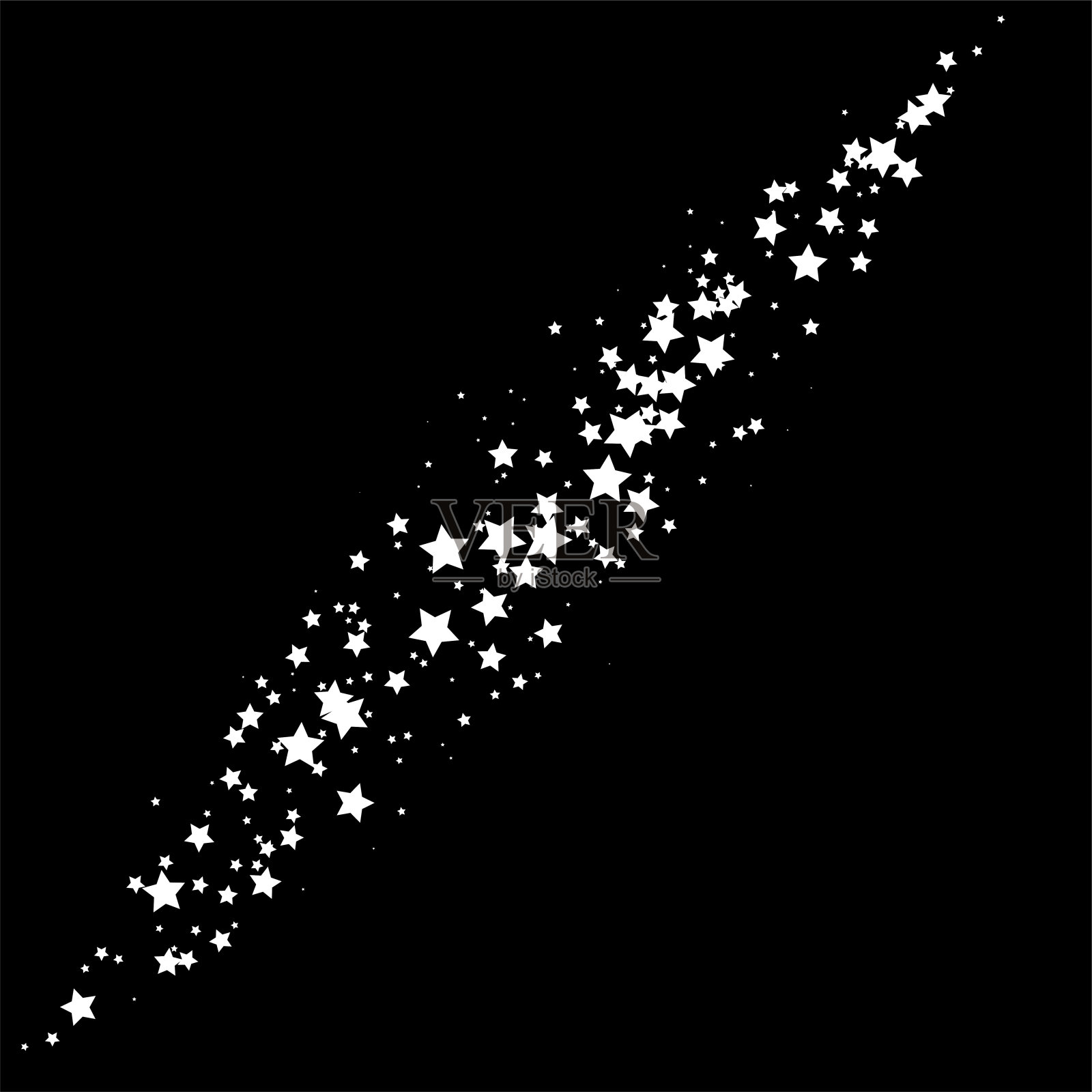黑色背景上的白色星星矢量插画设计元素图片