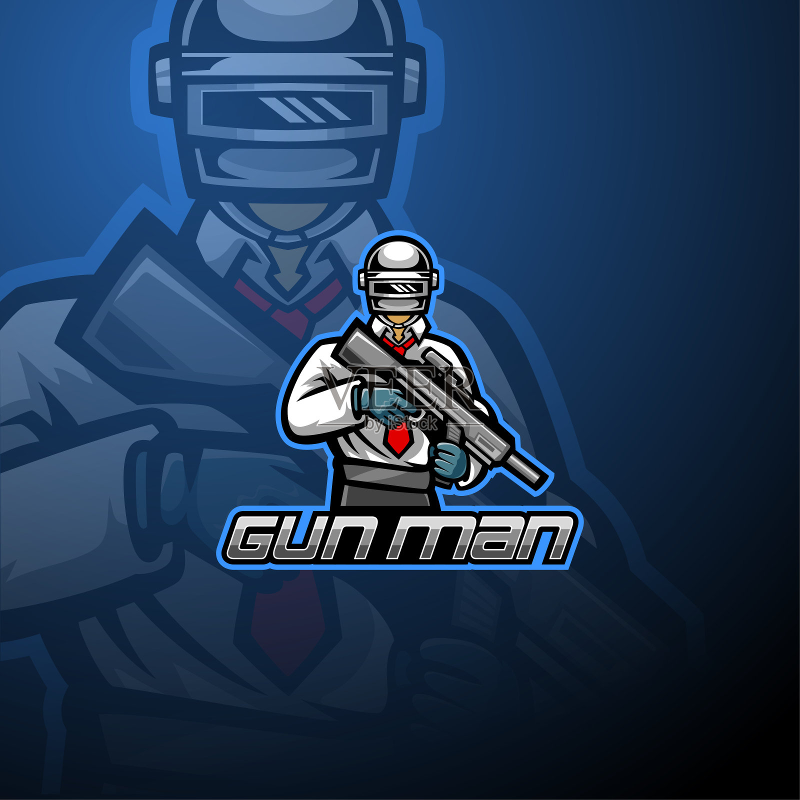 炮手电竞吉祥物标志设计插画图片素材