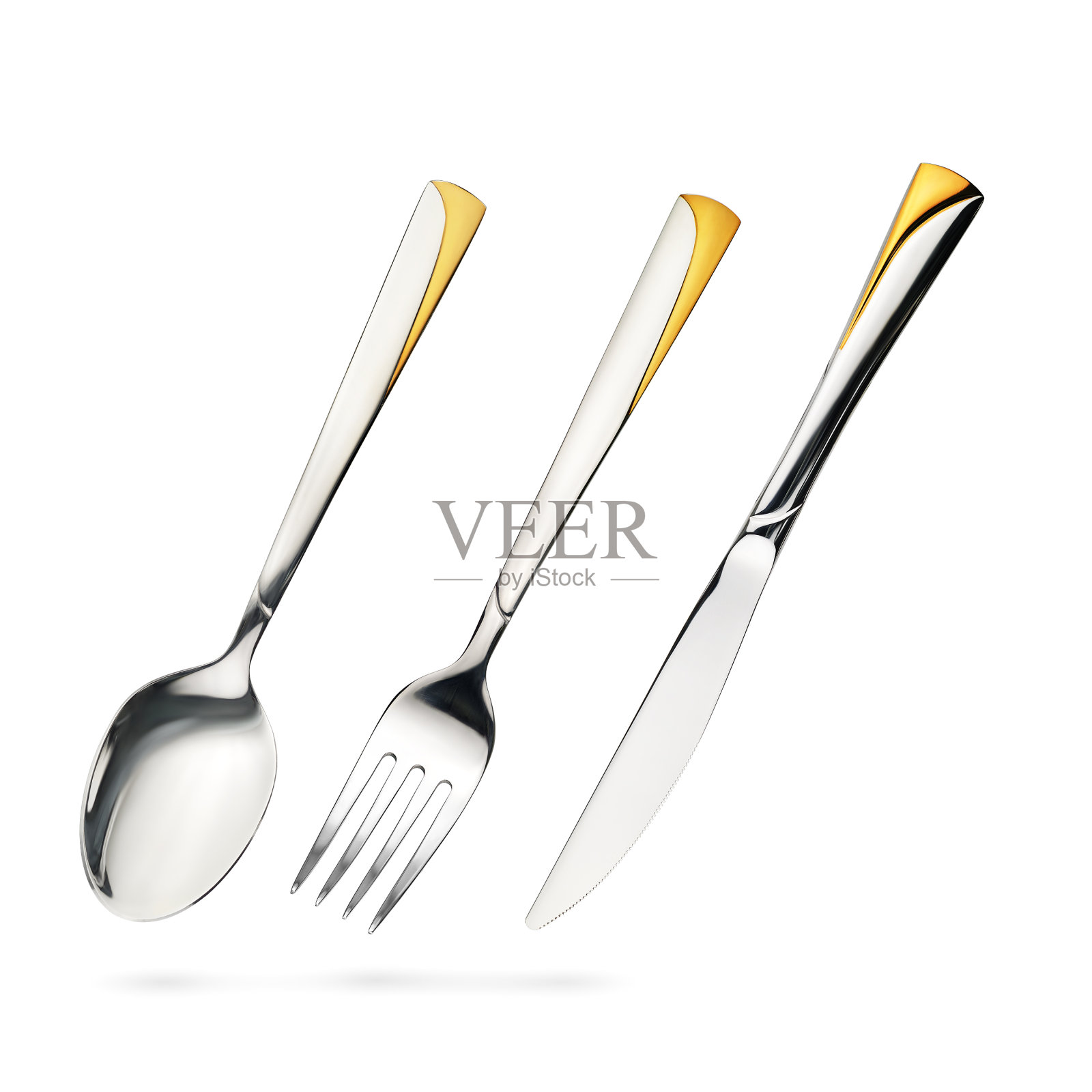 空钢勺，叉，刀孤立上白照片摄影图片