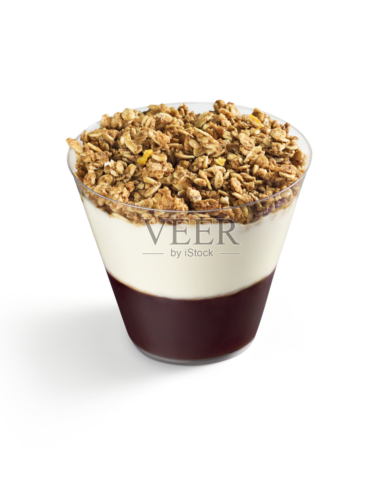 加奶油和格兰诺拉麦片的奶昔照片摄影图片