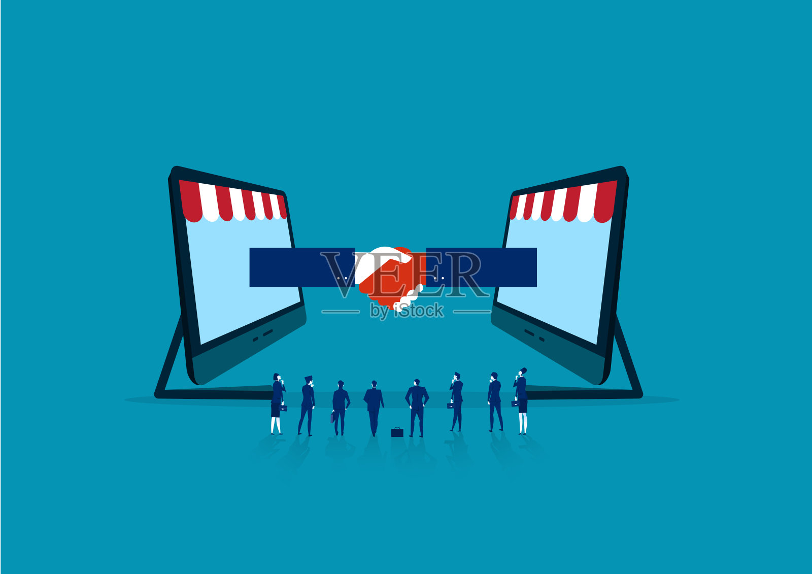 商业伙伴关系和团队合作矢量插图。插画图片素材