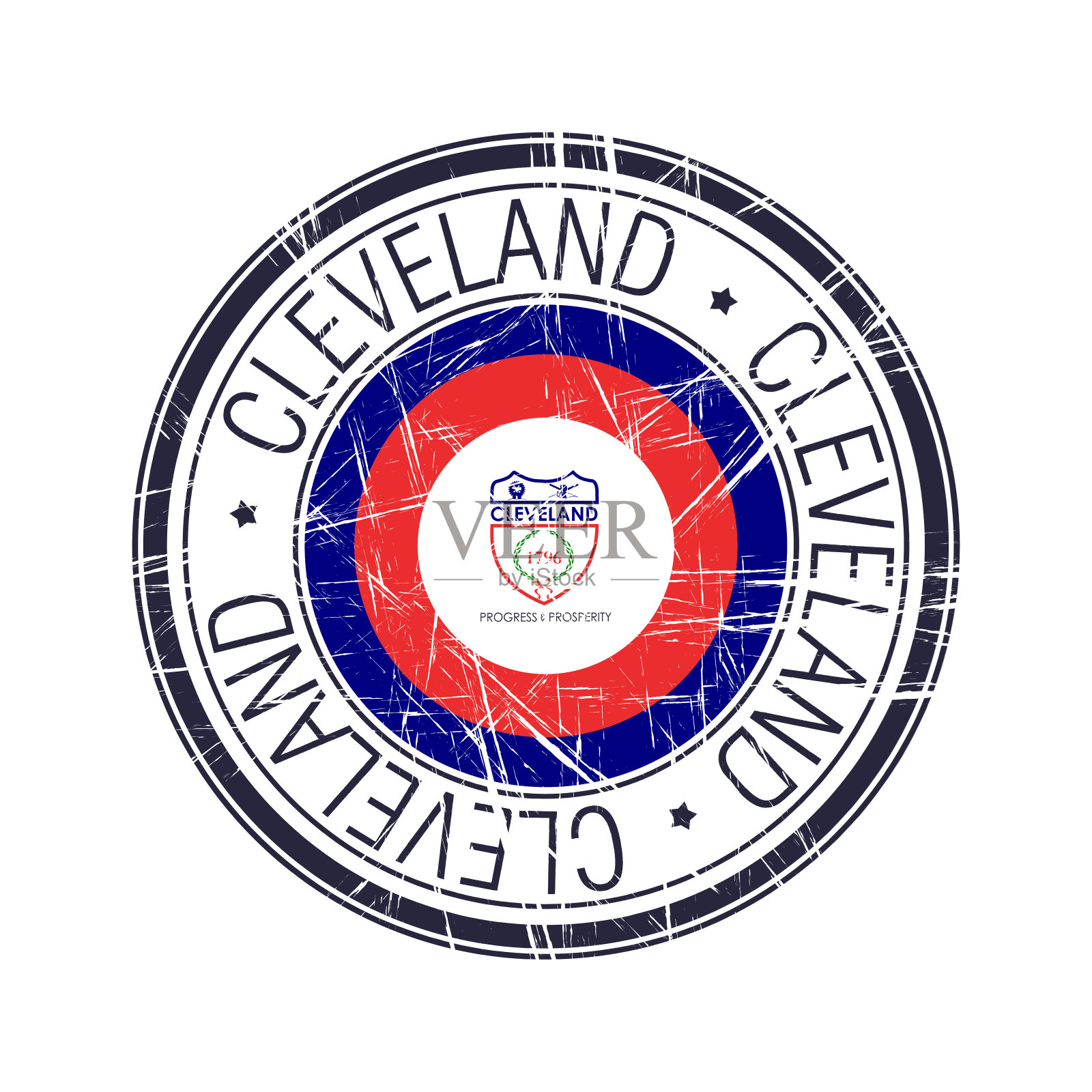 克利夫兰市，俄亥俄州矢量邮票插画图片素材