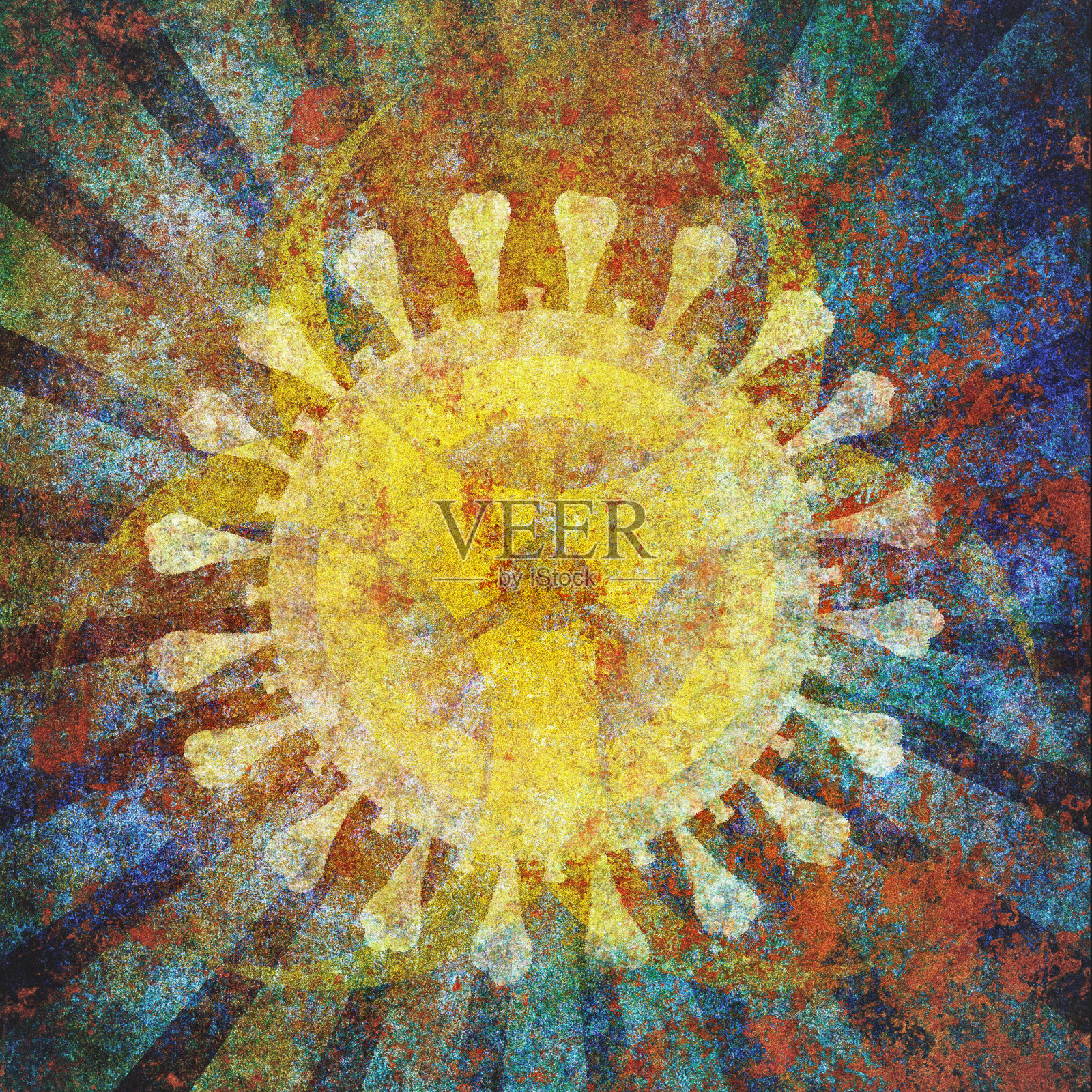 冠状病毒和生物危害标志结合插画图片素材