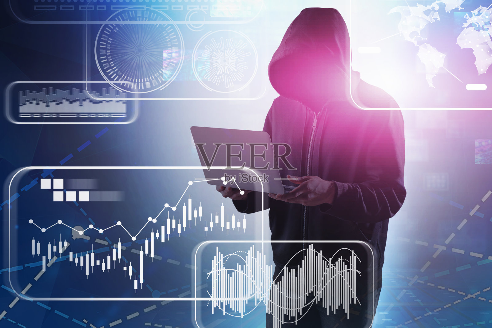 电脑黑客，信息图表界面照片摄影图片