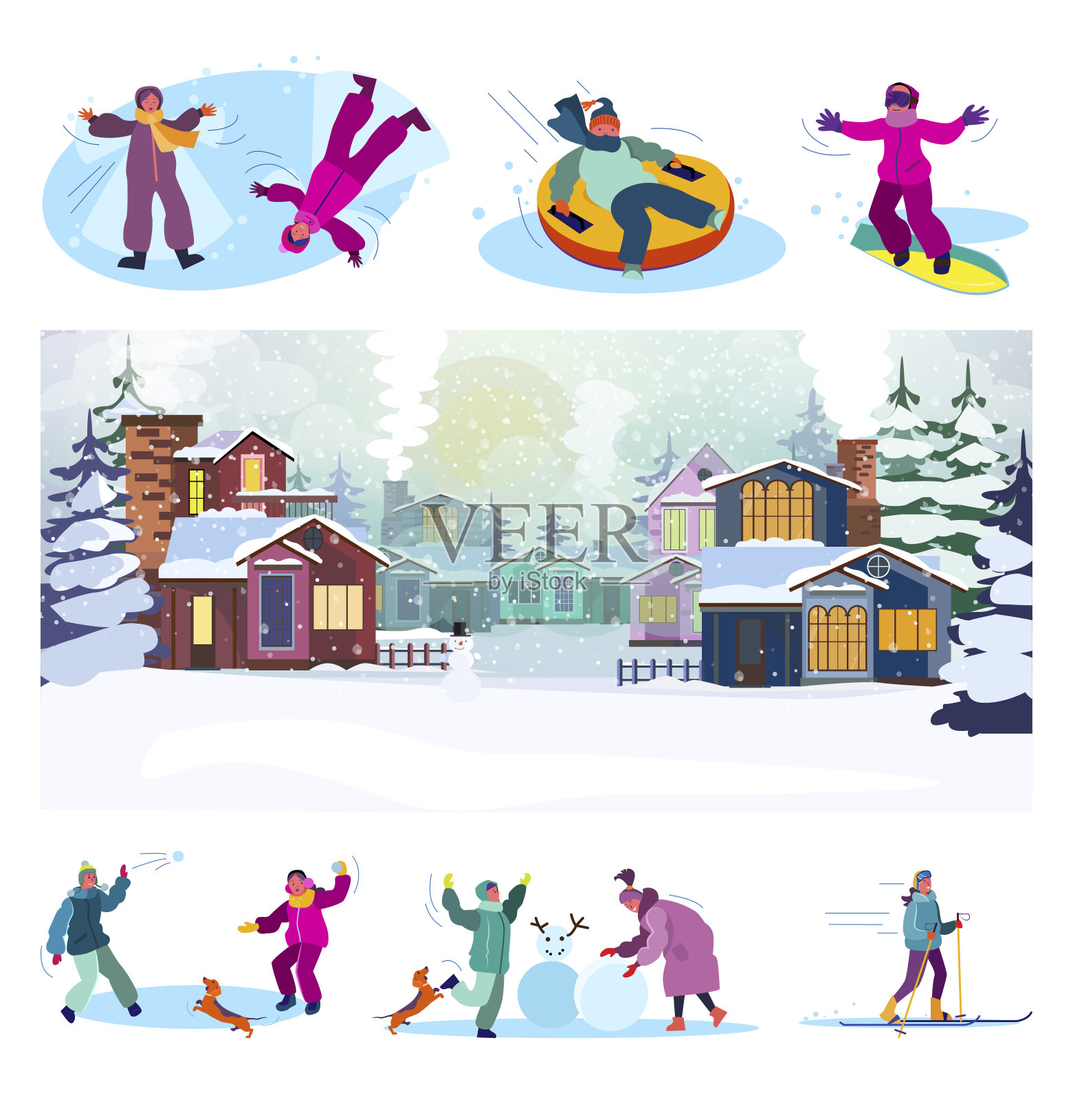 冬季郊区街道设置设计元素图片