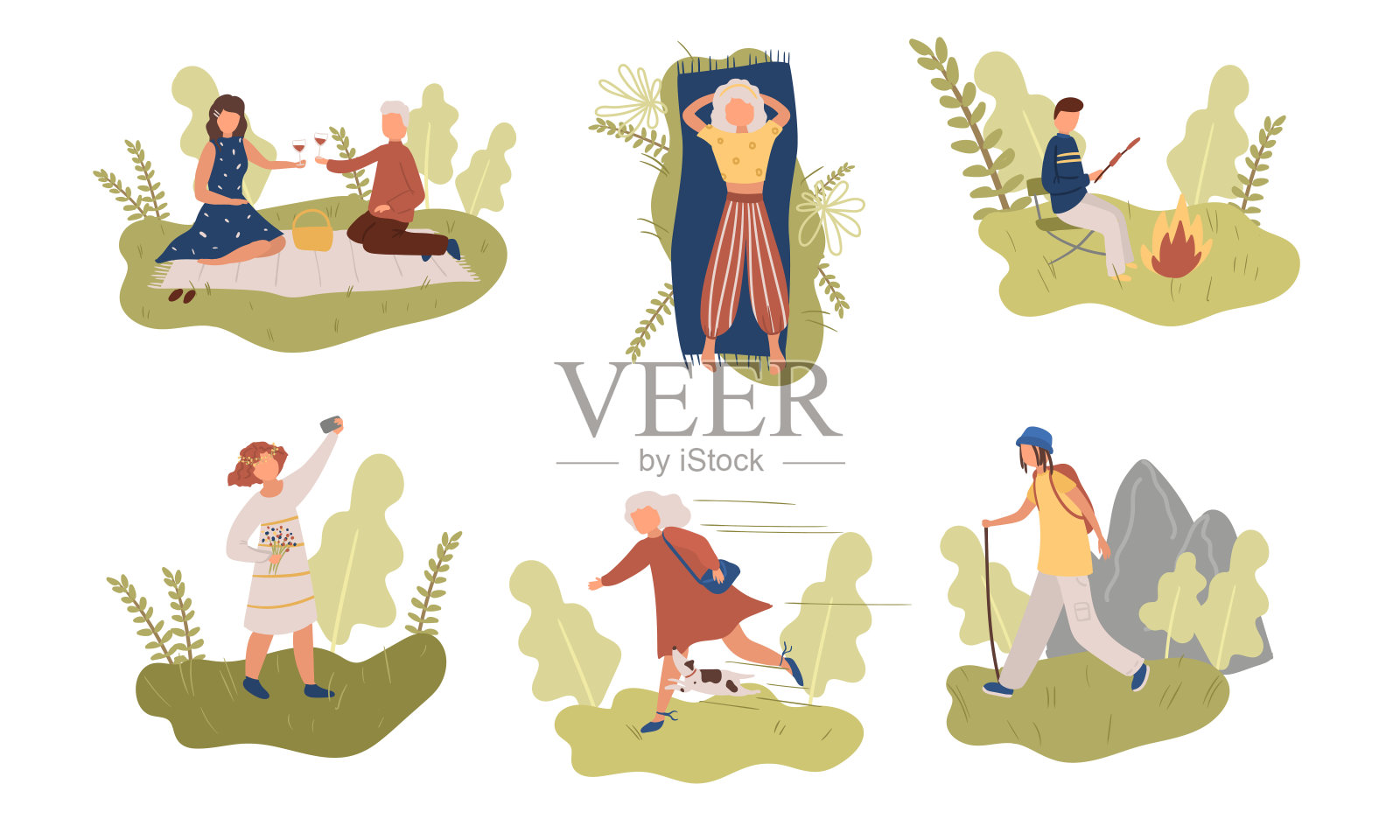 人们享受夏天的爱好和活动矢量插图设计元素图片