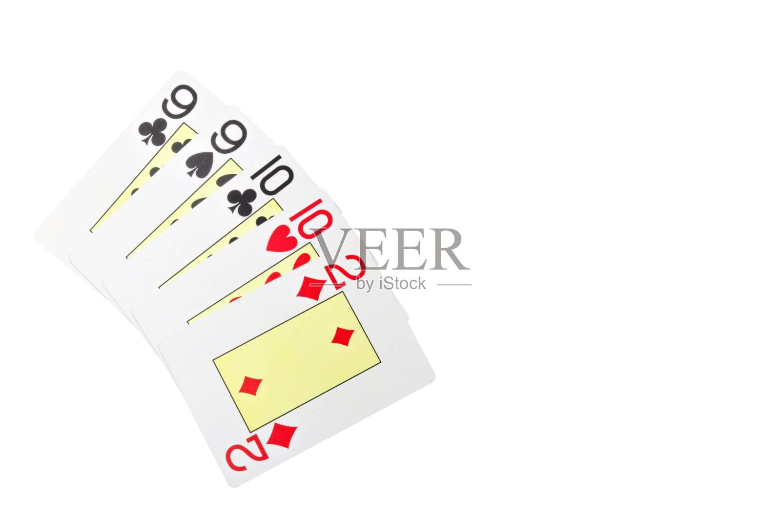 扑克牌中“两对”的组合，孤立在白色/对+任何牌对上照片摄影图片