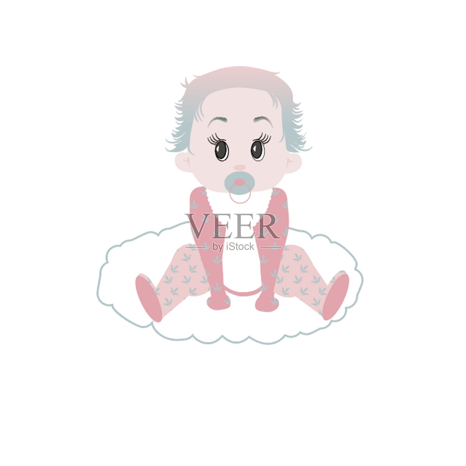 穿着粉色睡衣的宝宝设计元素图片