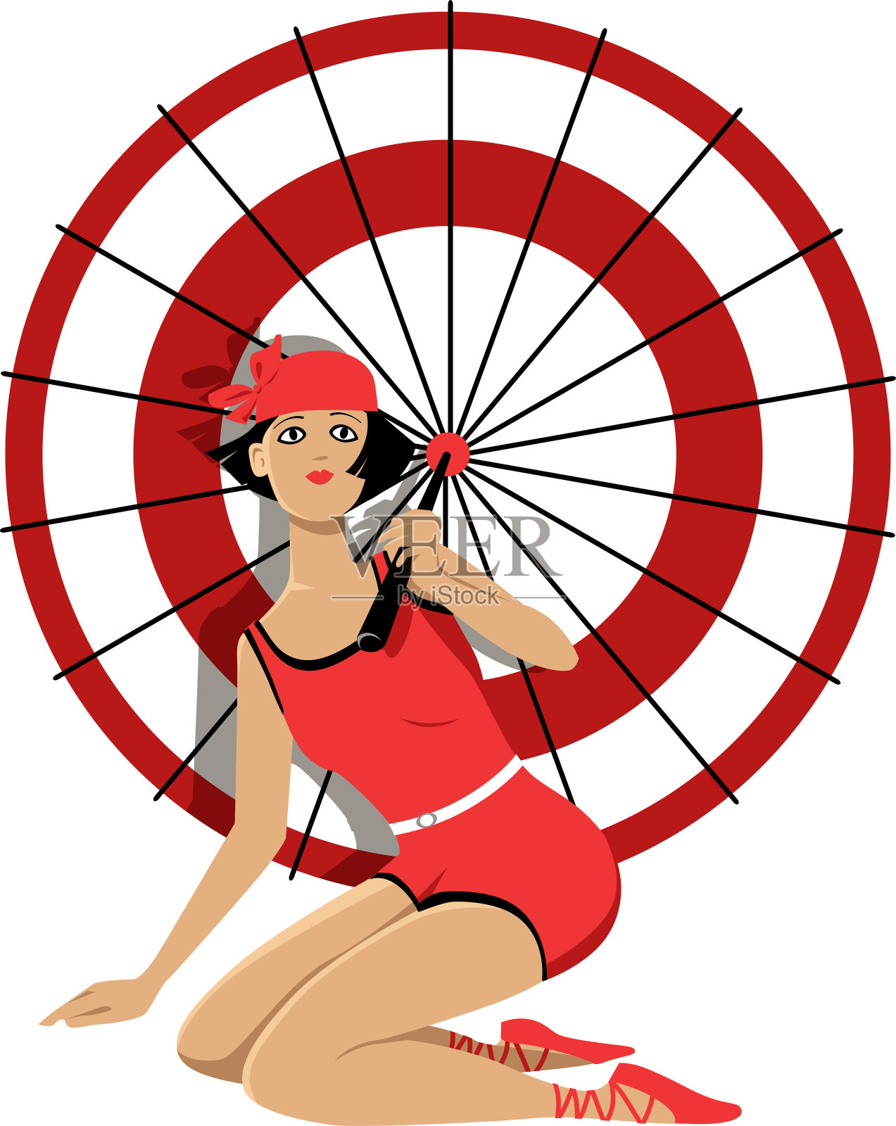 在海滩上翩翩起舞插画图片素材