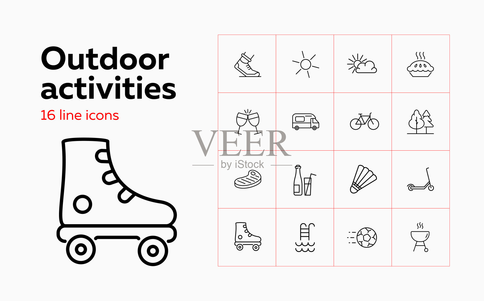 户外活动线图标设置插画图片素材