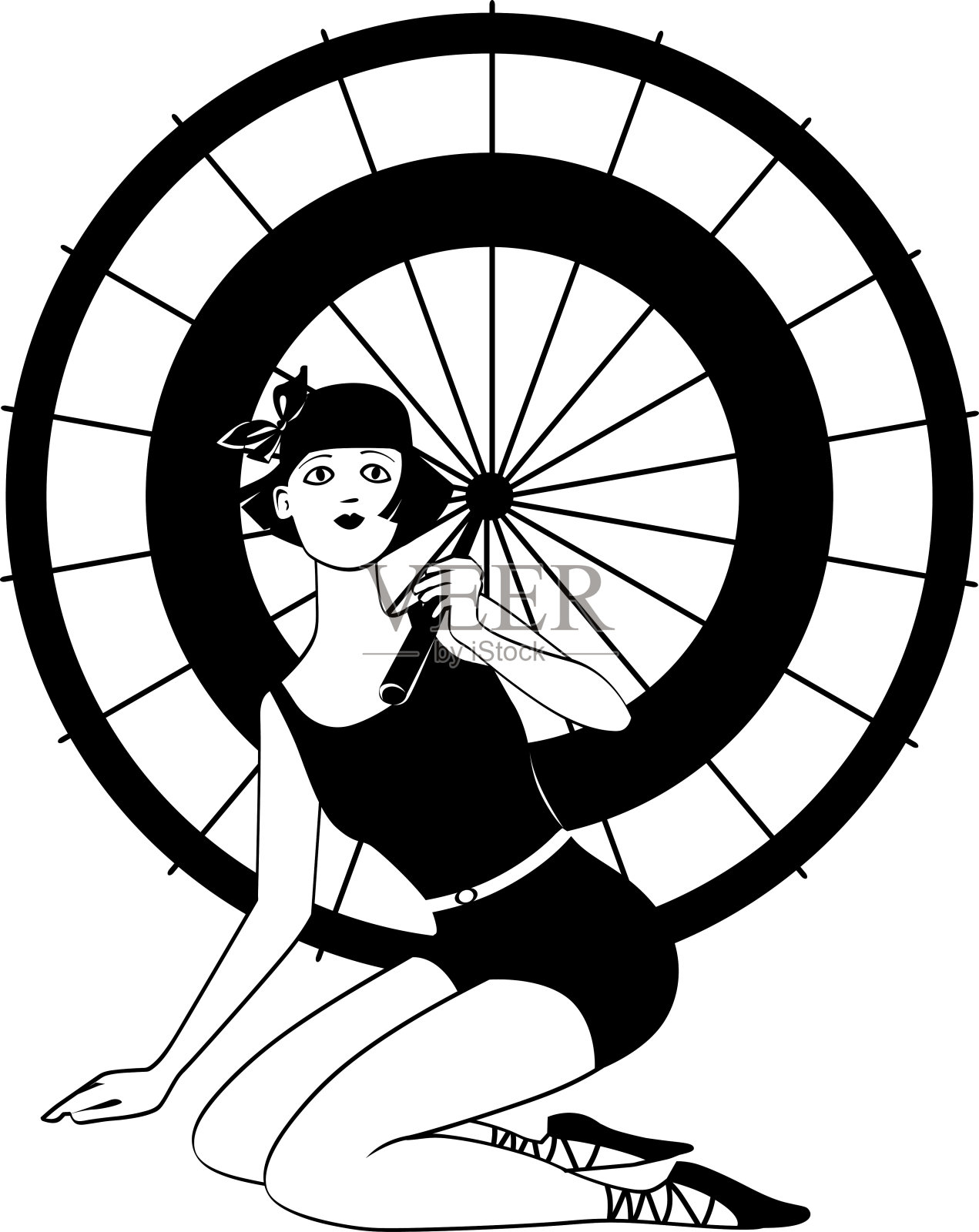 在海滩上拍手叫好插画图片素材