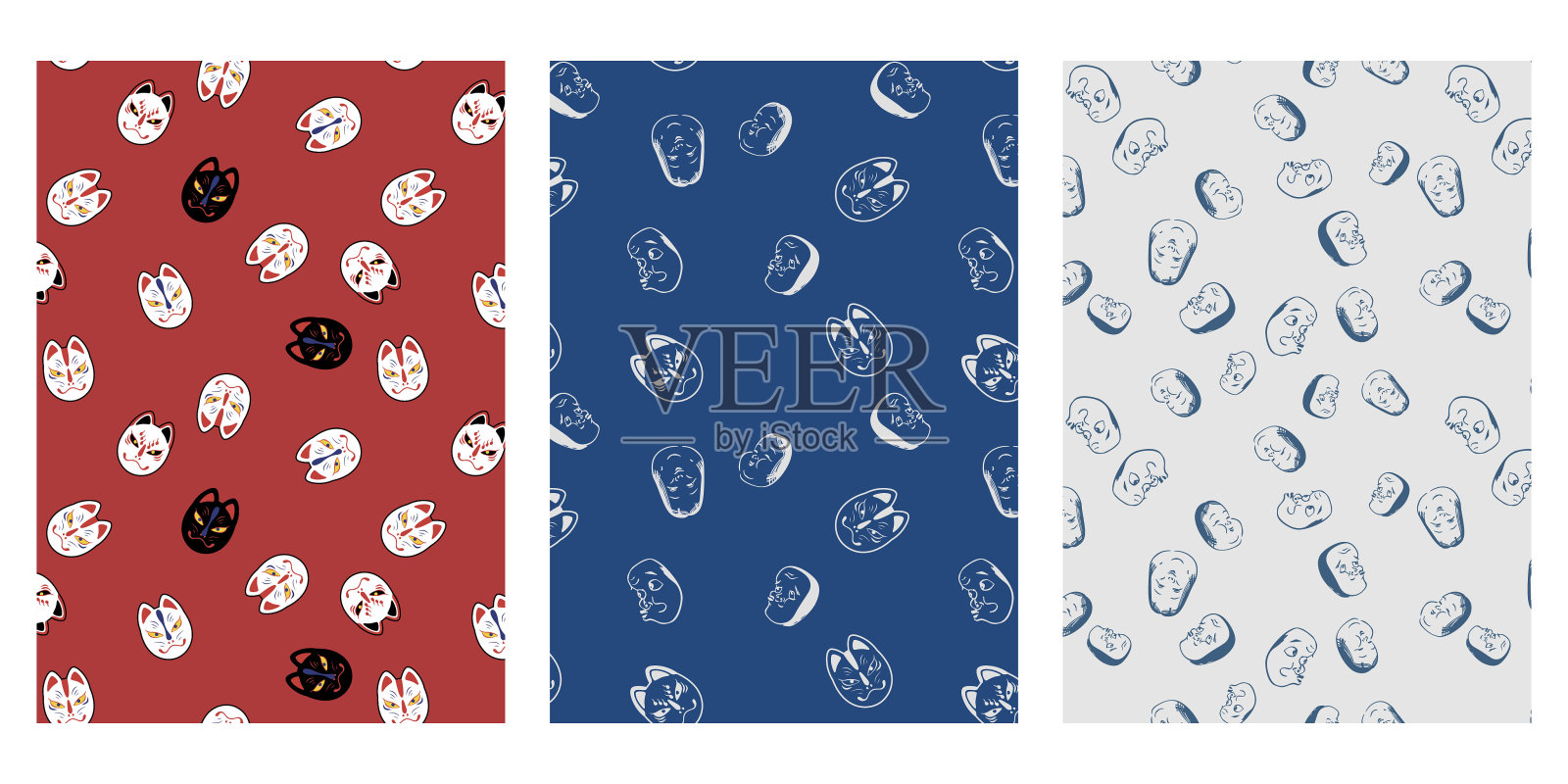 日本魔法面具抽象矢量背景集合插画图片素材