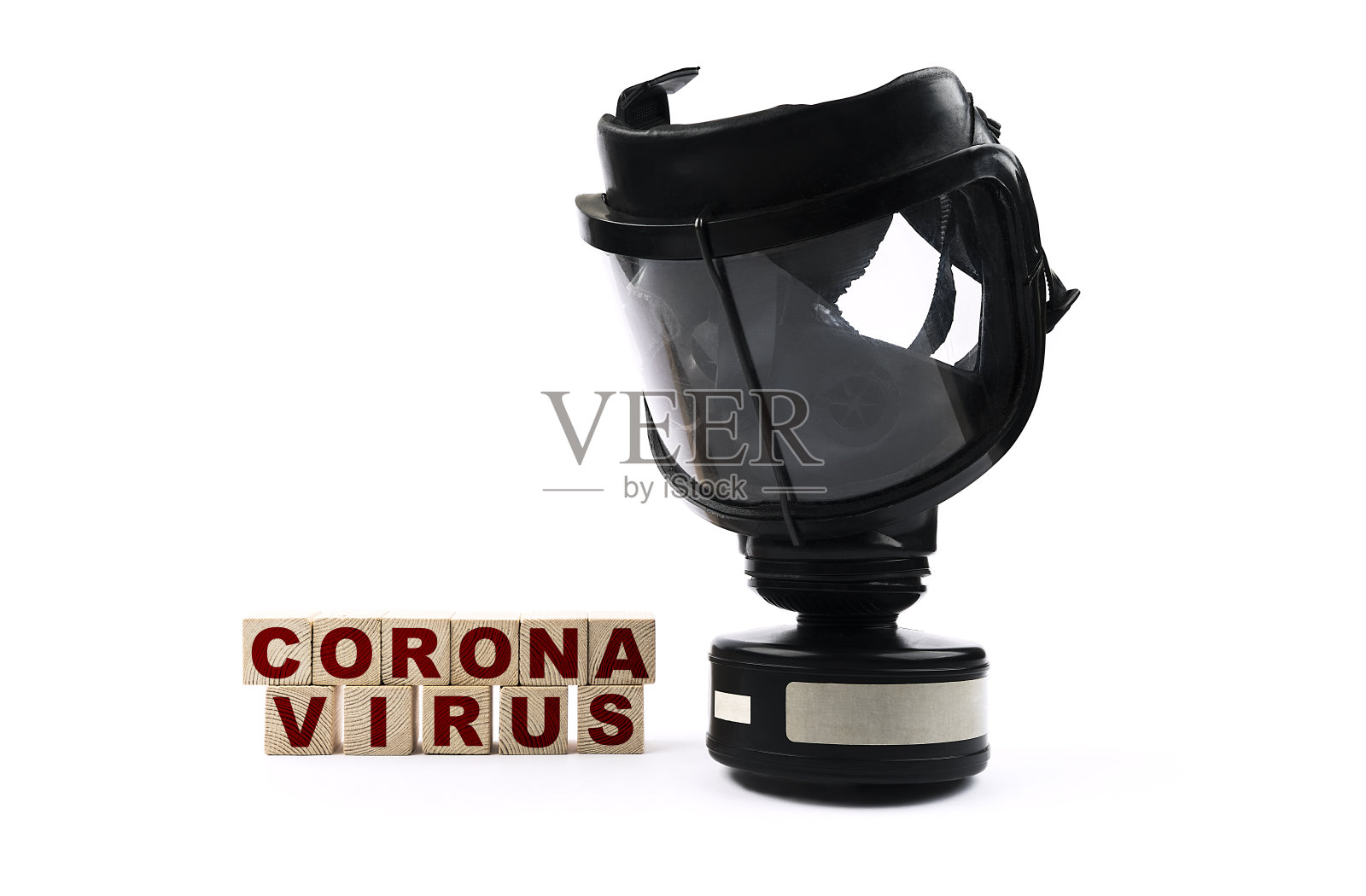 电晕病毒防毒面具隔离在白色背景照片摄影图片
