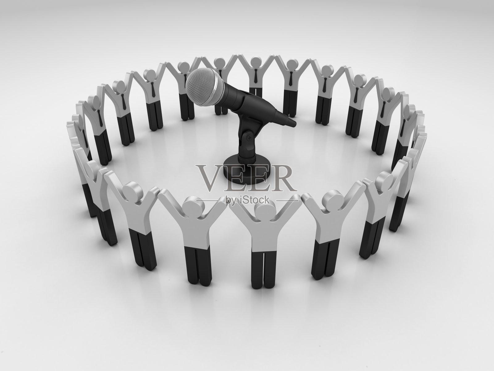 象形文字团队与麦克风- 3D渲染照片摄影图片