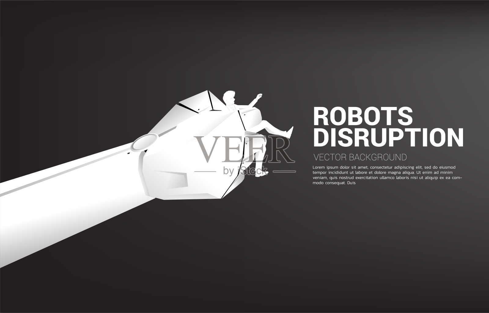 机器人牵着商人的剪影。插画图片素材