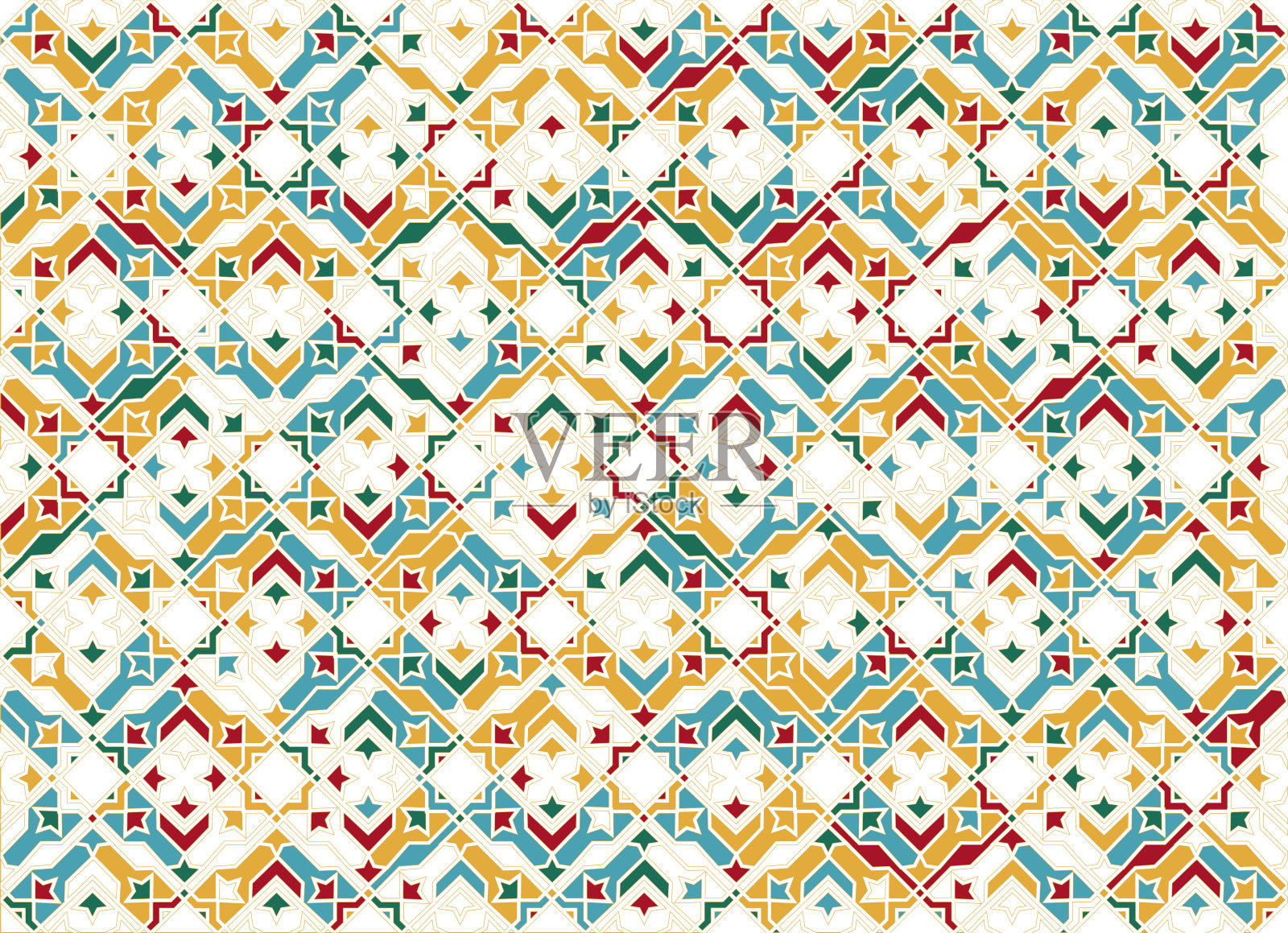 无缝伊斯兰图案的颜色。伊斯兰装饰色彩丰富的细节马赛克。伊斯兰教的模式。阿拉伯语，东方装饰，印度装饰，波斯主题，3D。斋月卡里姆金贺卡，横幅。矢量插画图片素材