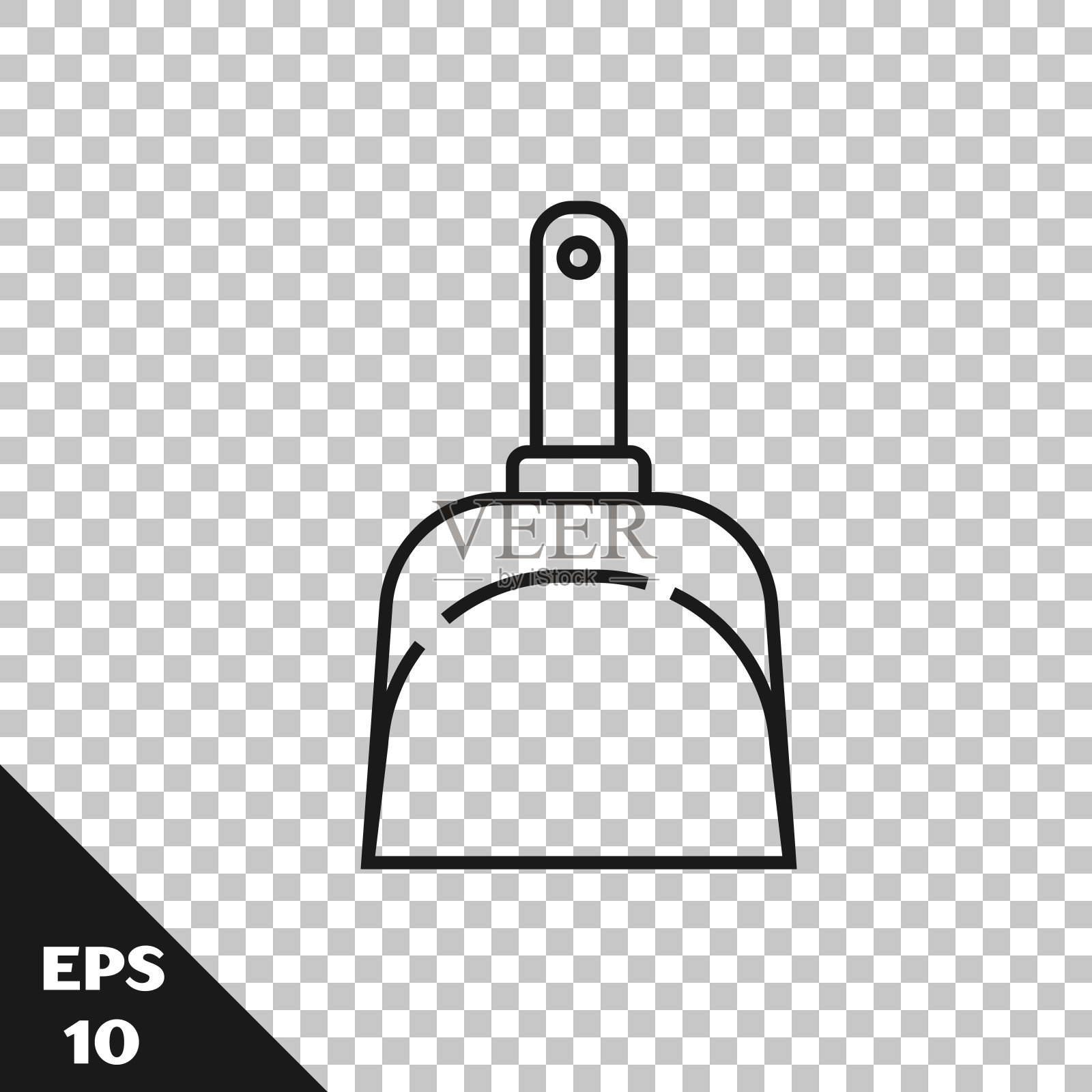 黑线畚箕图标隔离在透明的背景。清洁独家新闻服务。矢量图插画图片素材