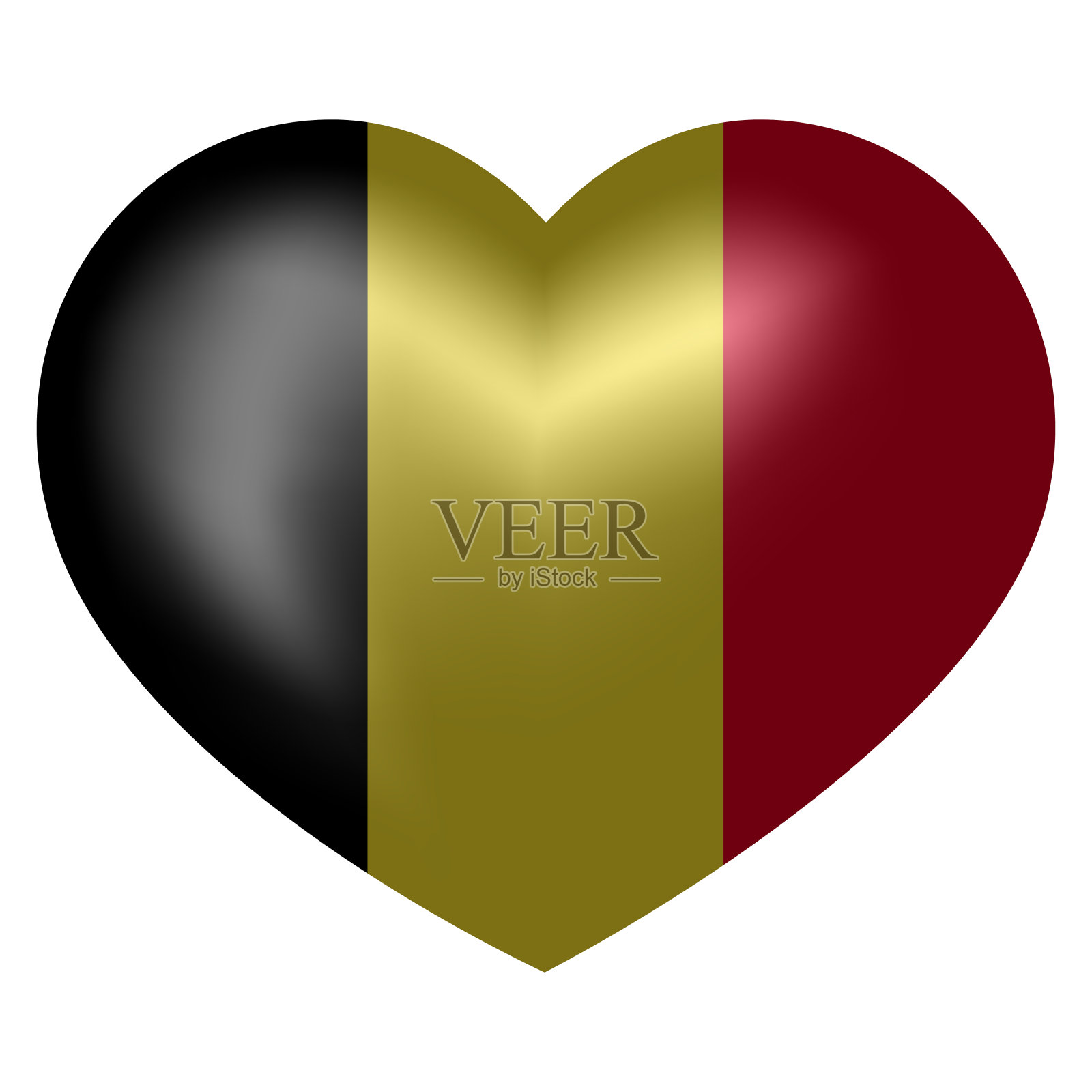心形的比利时国旗。矢量插图。插画图片素材
