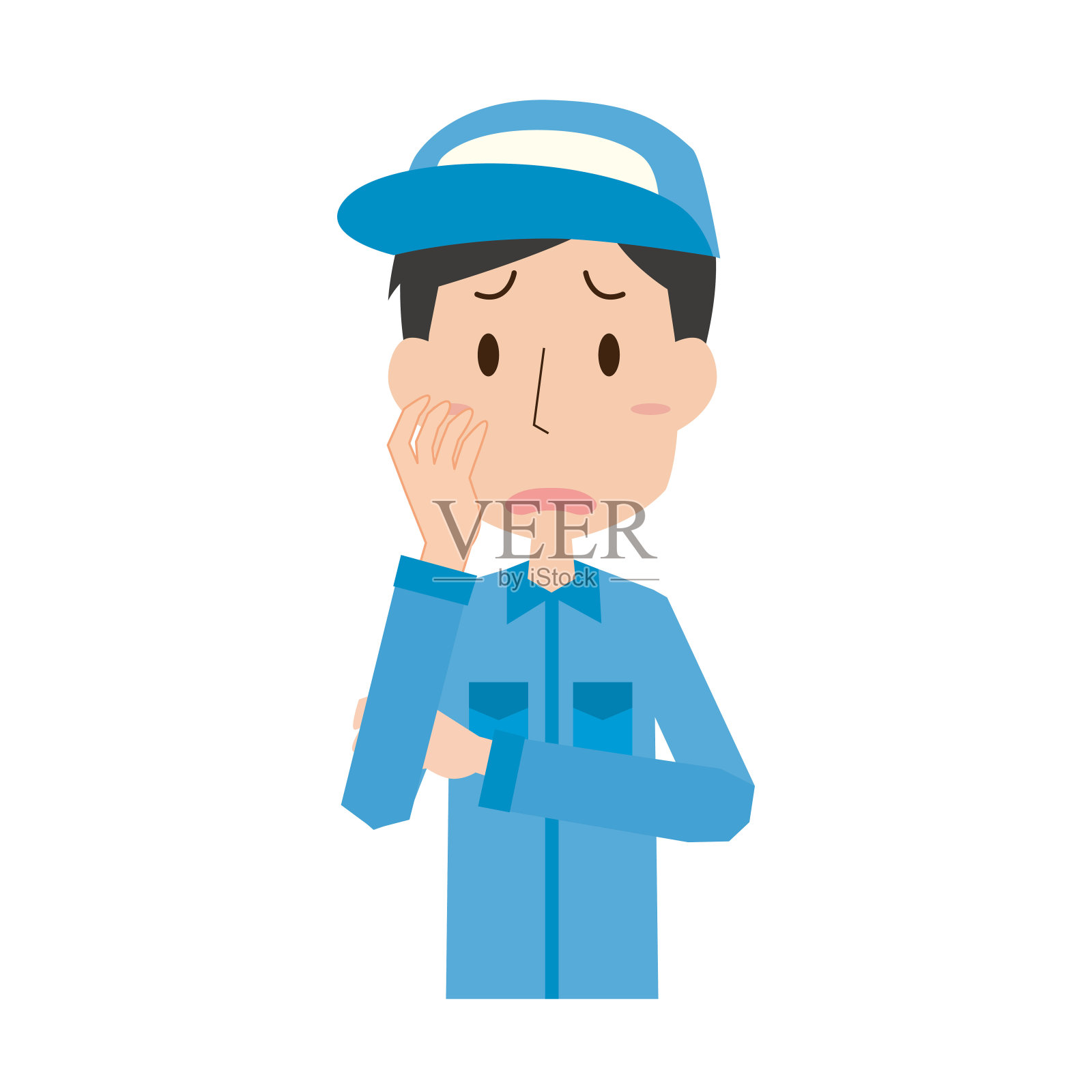 担心男工人插画图片素材