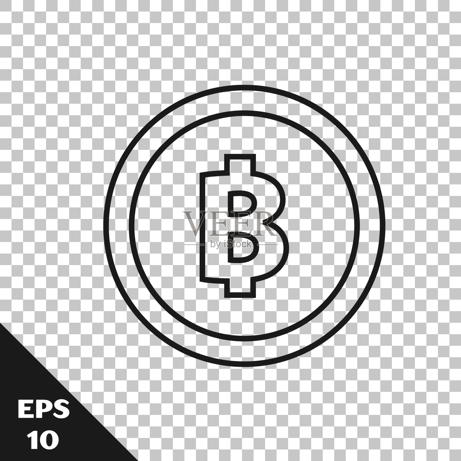 加密货币比特币图标孤立在透明背景上。物理一些硬币。基于区块链安全加密货币。矢量图插画图片素材