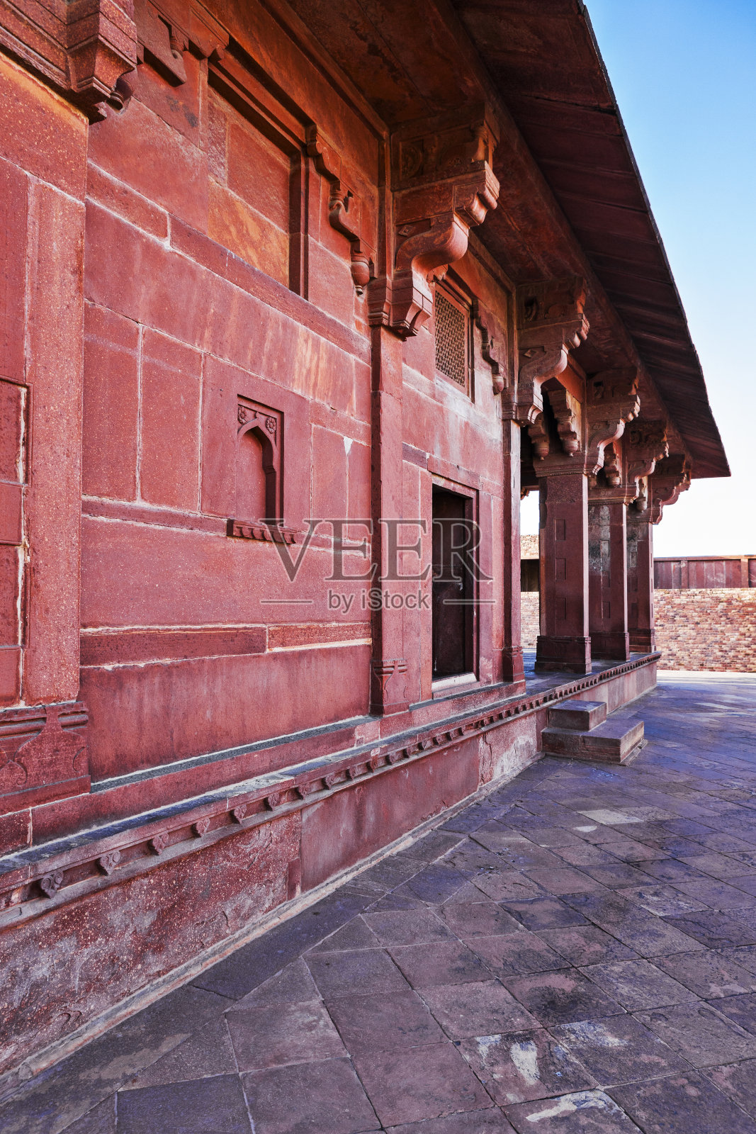 印度北方邦法特赫布尔西克里古城的建筑细节照片摄影图片