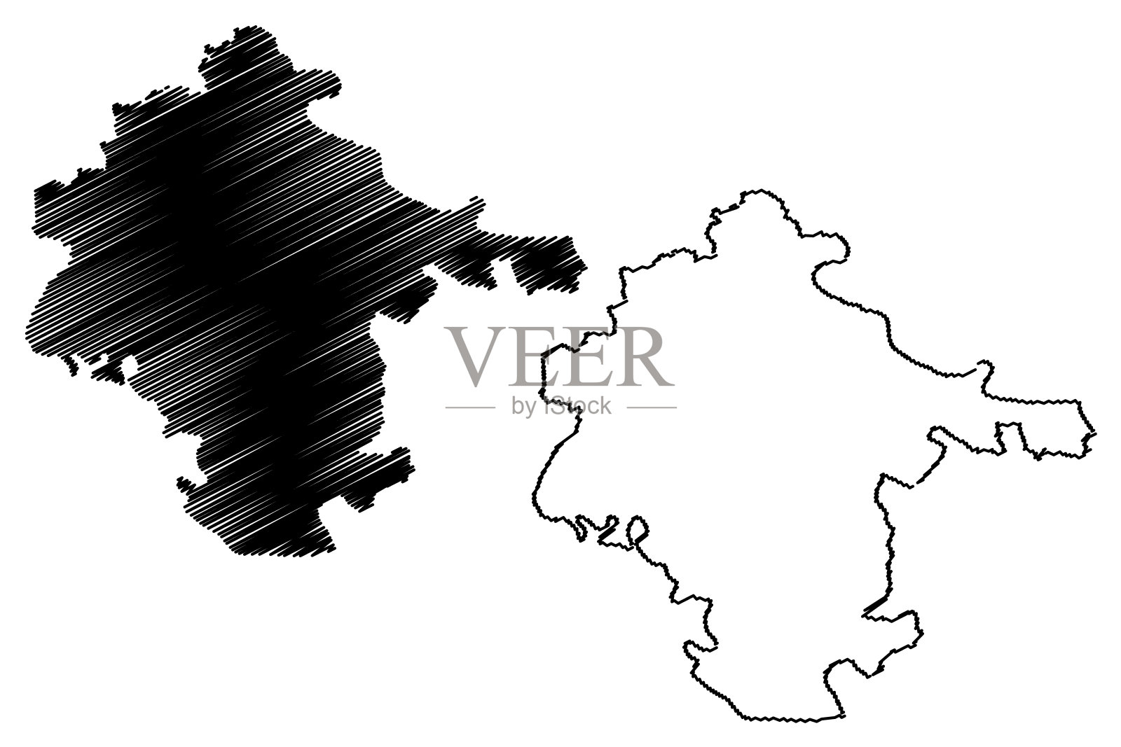 武科瓦尔-斯里杰姆县地图插画图片素材