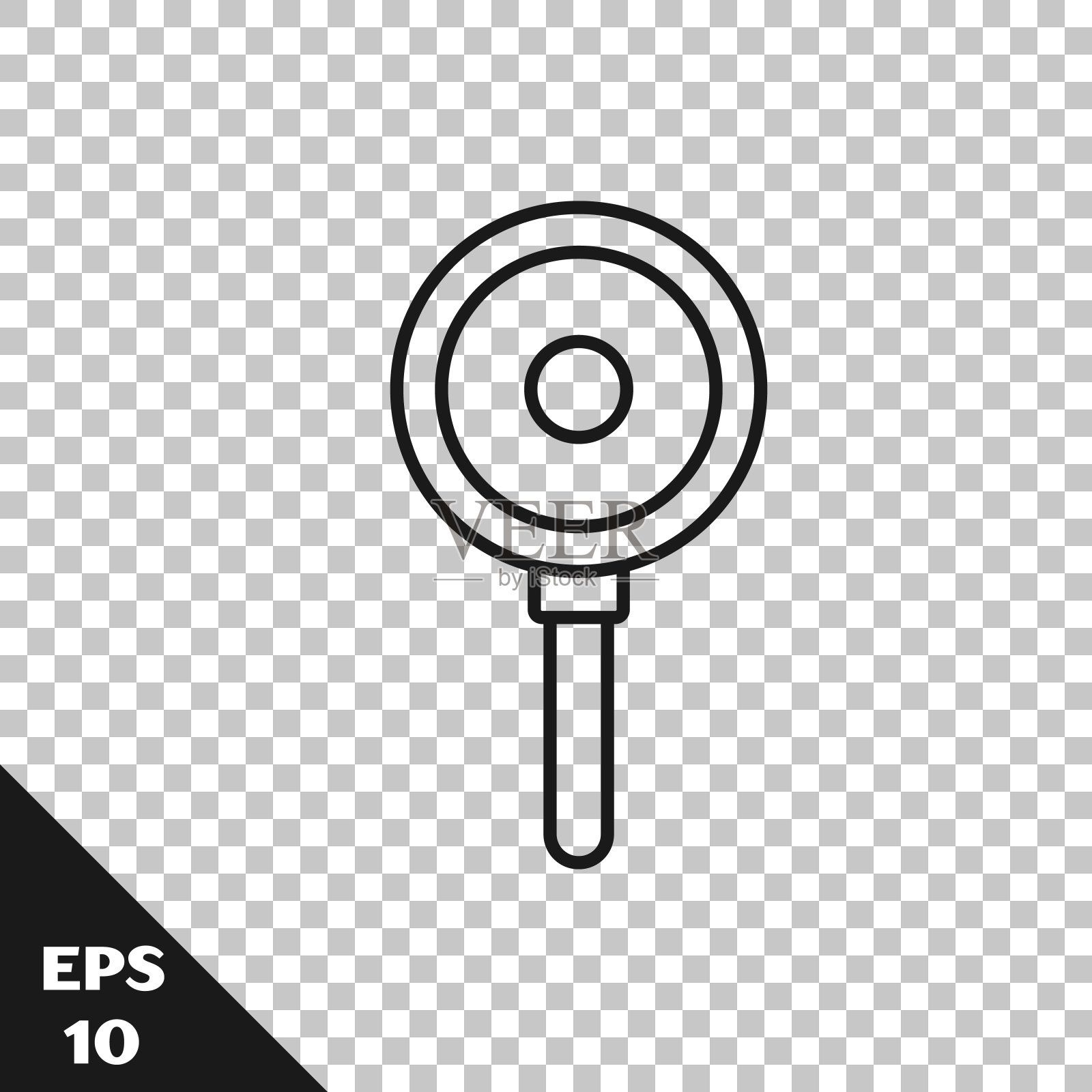 黑线煎锅图标孤立在透明的背景。油炸或烘焙食品的象征。矢量图插画图片素材