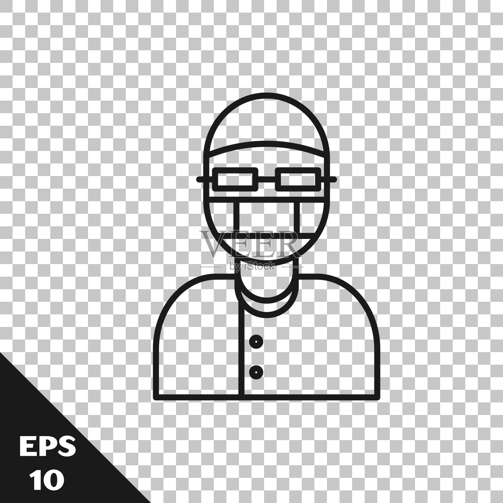 黑线助手图标隔离在透明背景上。矢量图插画图片素材