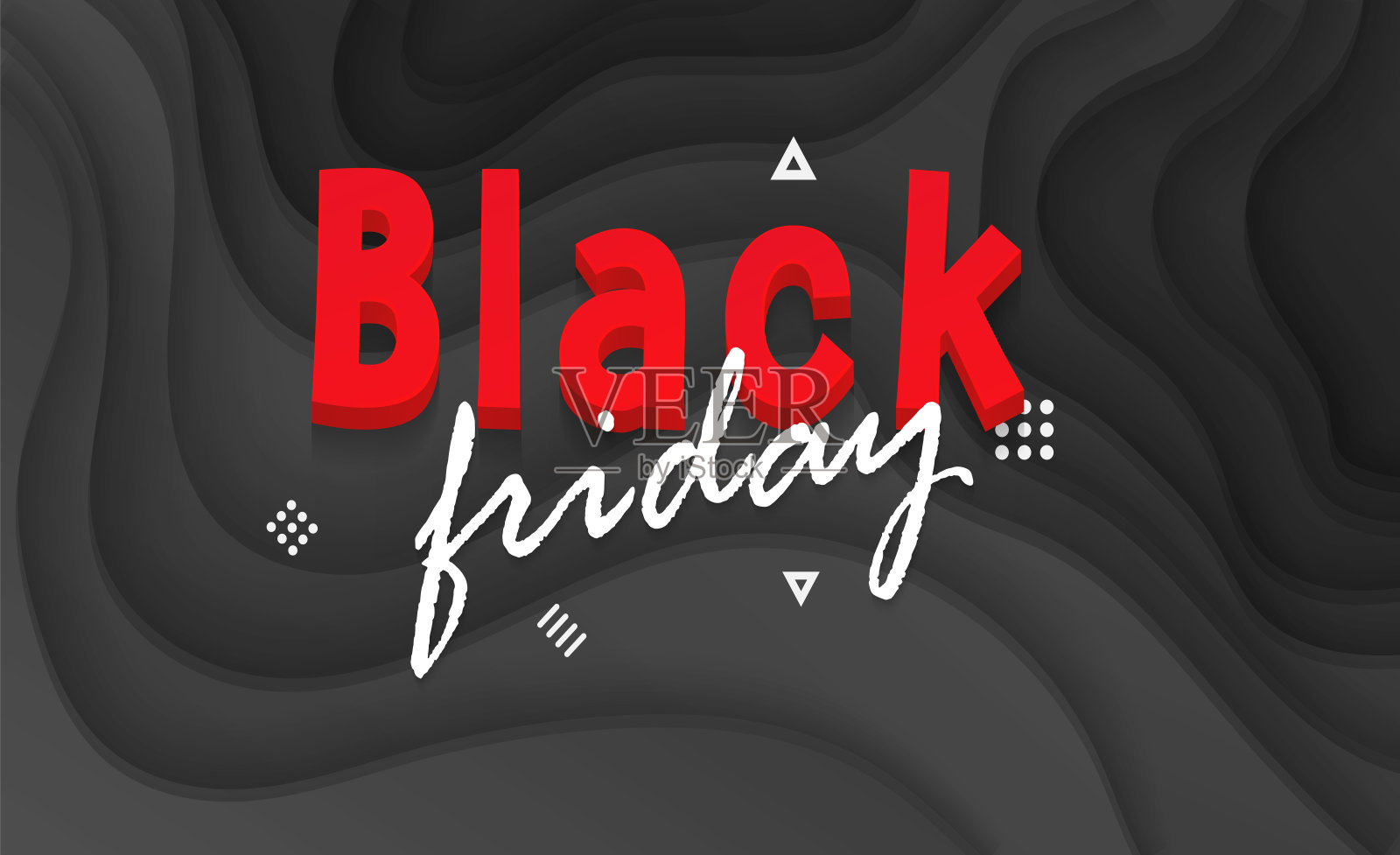 黑色星期五的促销标语。矢量插图卡与背景与深黑色纸切割形状。模板贺卡，电子邮件和时事通讯的设计插画图片素材