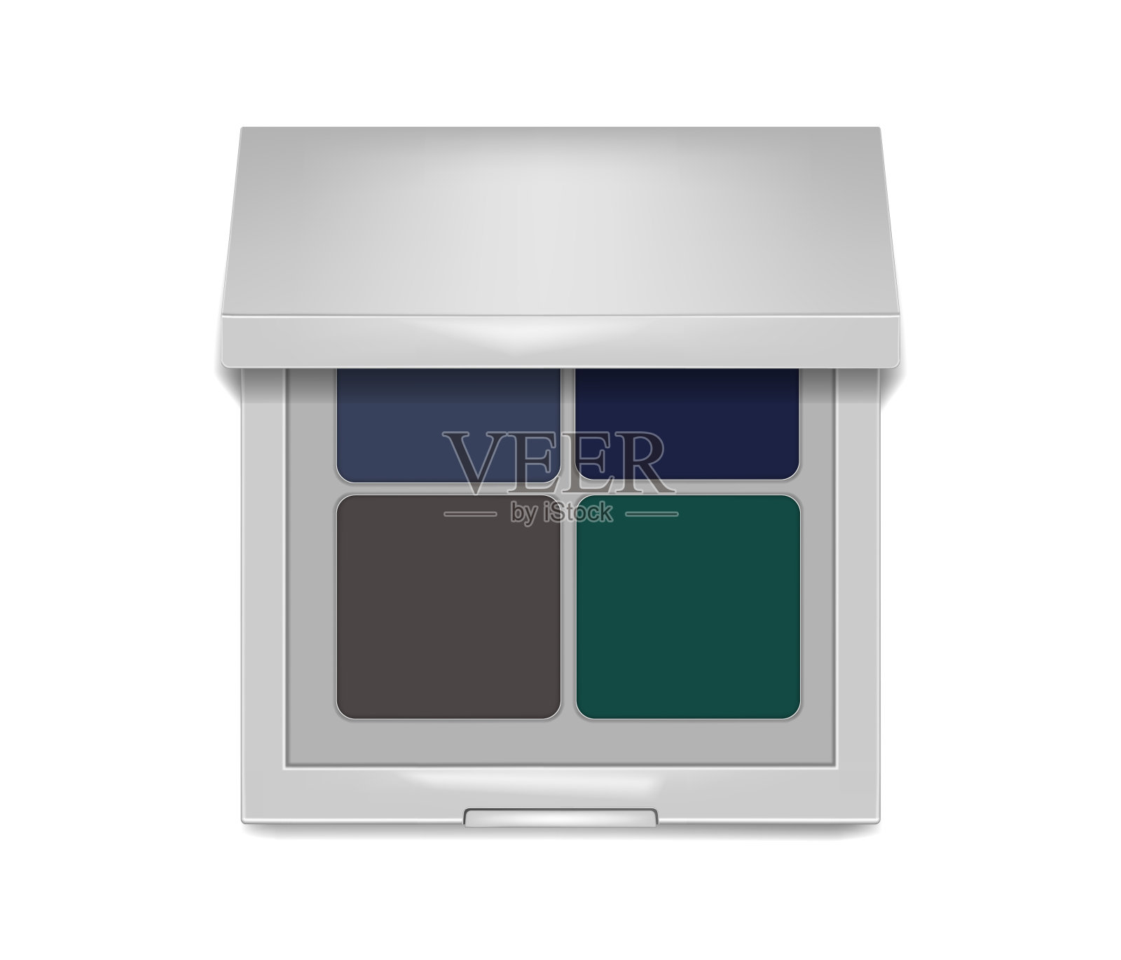 化妆眼影调色板，现实的矢量插图。打开彩色眼影工具箱俯视图插画图片素材
