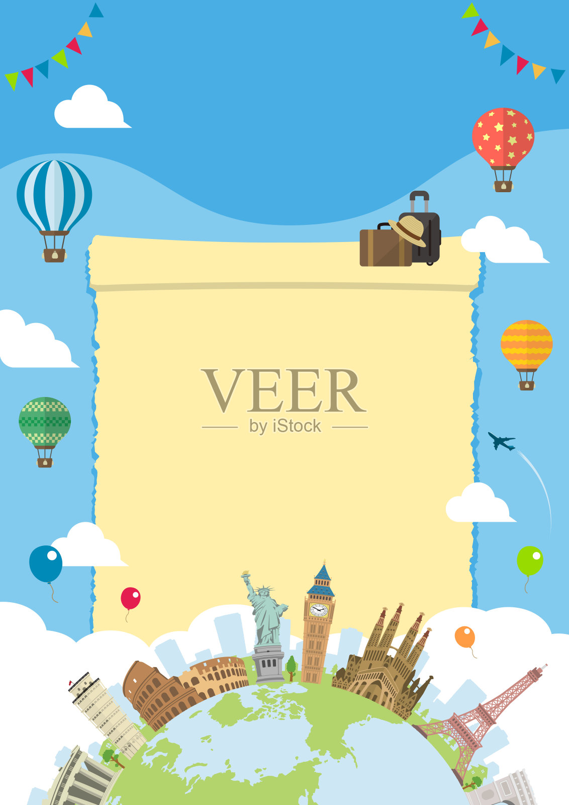 旅游，度假，观光矢量插图(为海报，传单等)/无文字设计模板素材