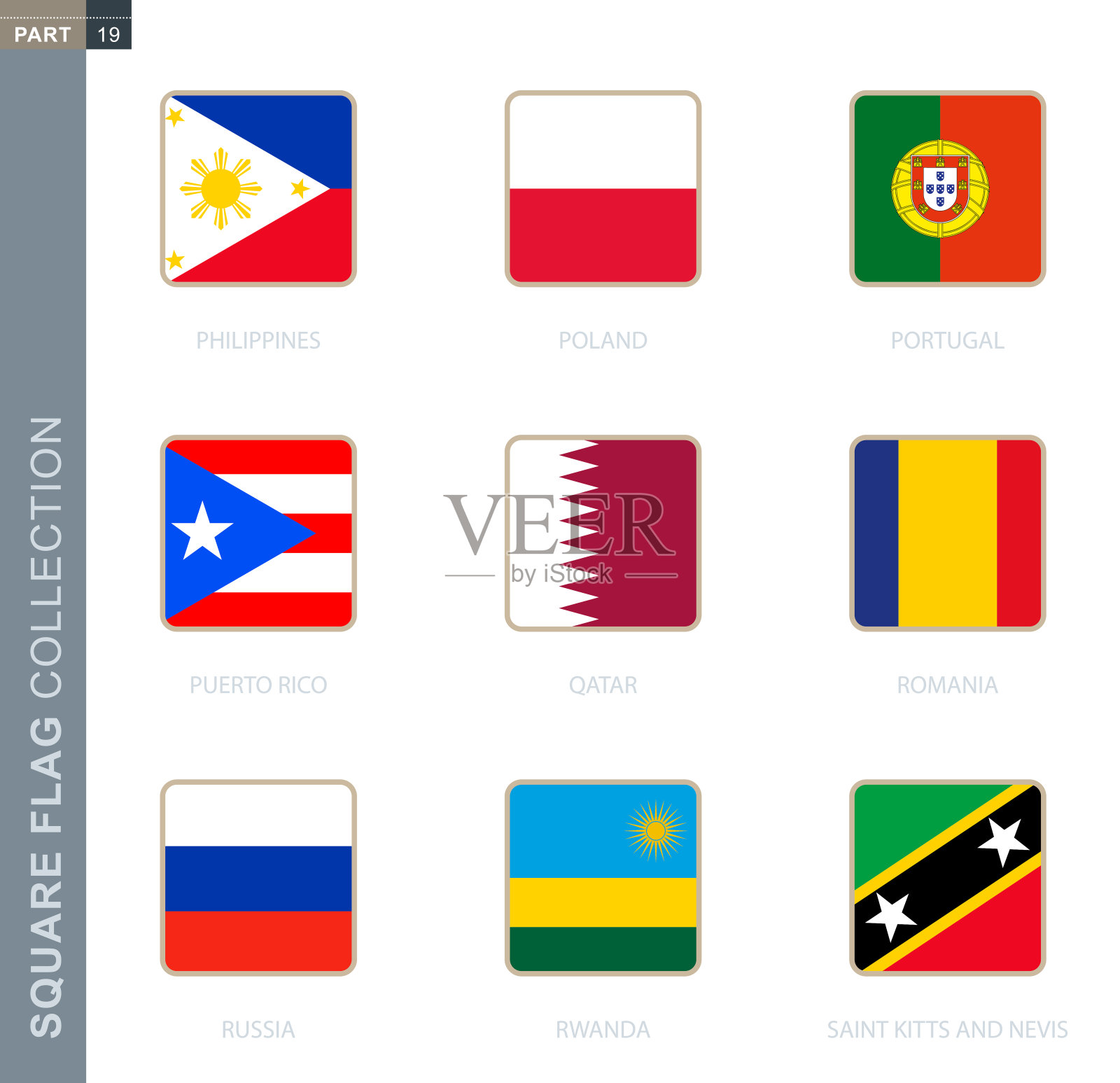 广场旗帜收藏世界各地。设计元素图片