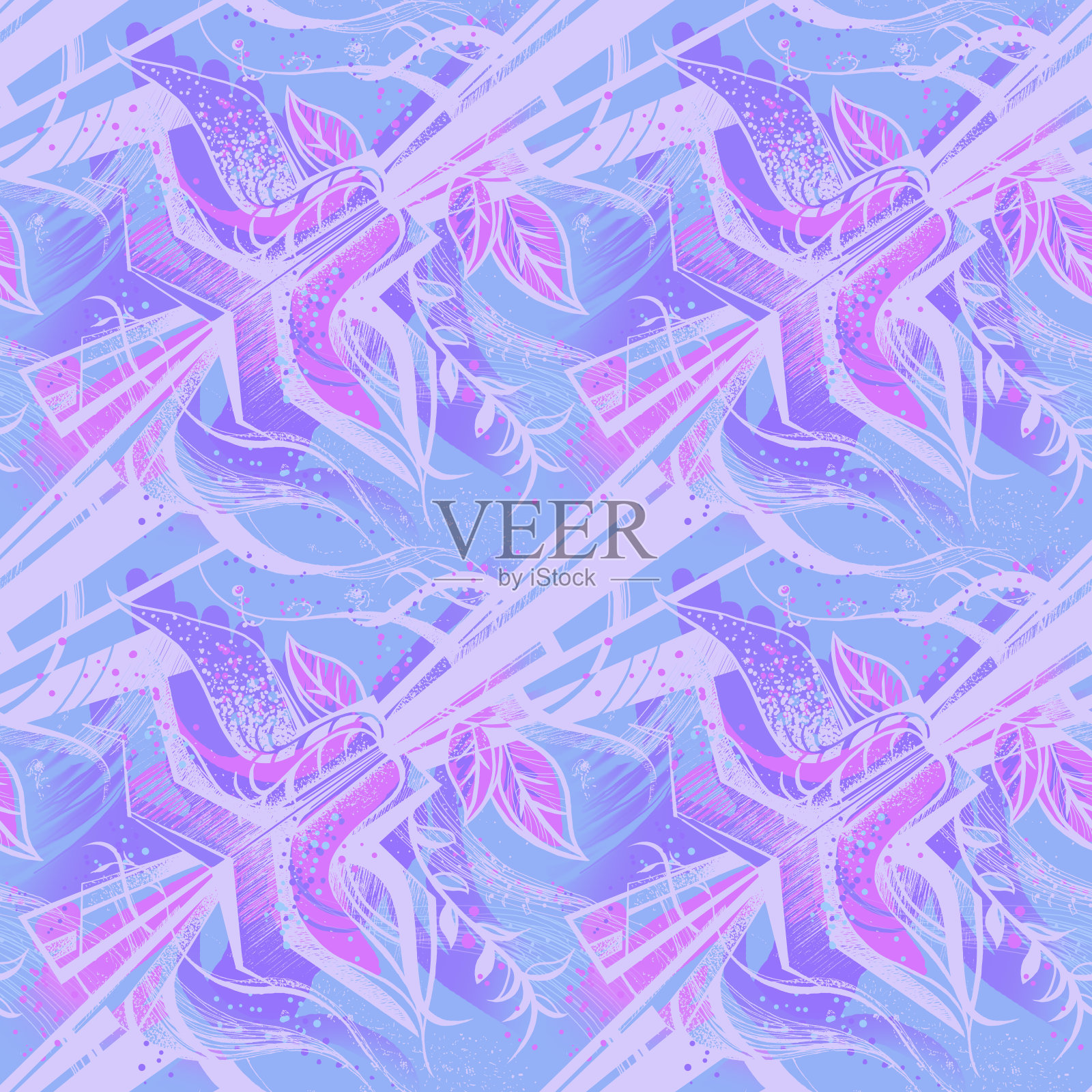 无缝图案与几何和花卉元素插画图片素材