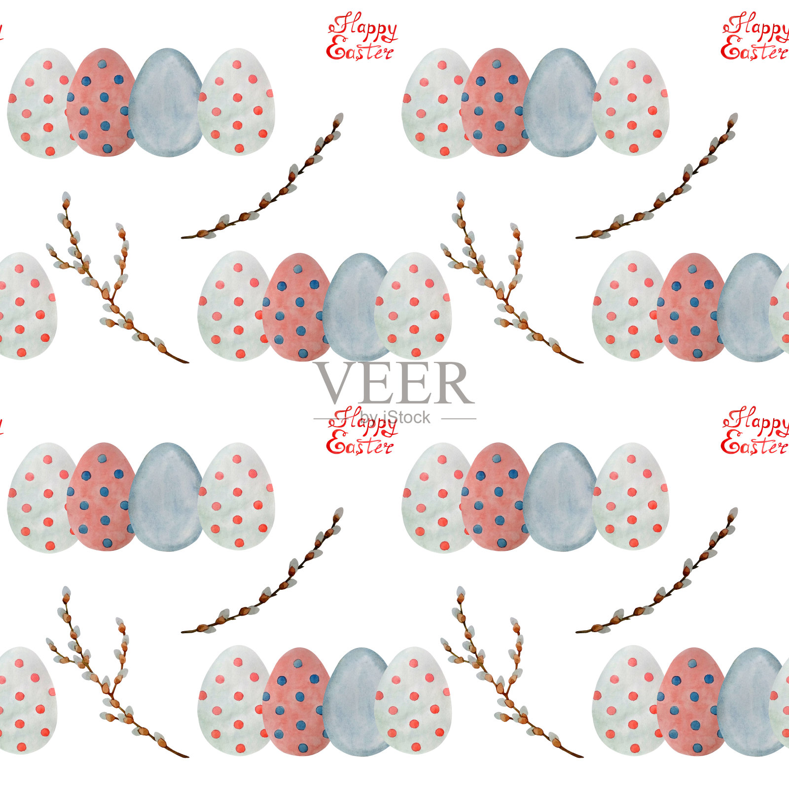 复活节水彩无缝图案插画图片素材