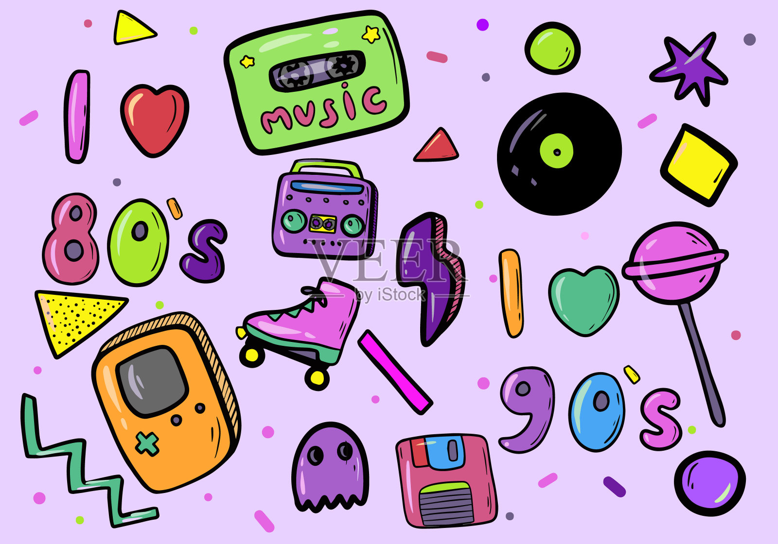 九十年代和八十年代的古董插画图片素材