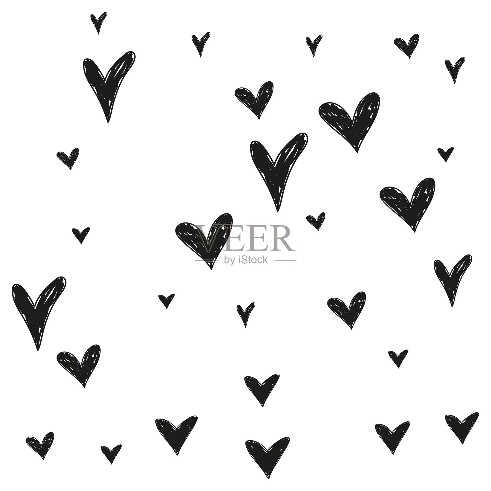 手画黑心。插画图片素材