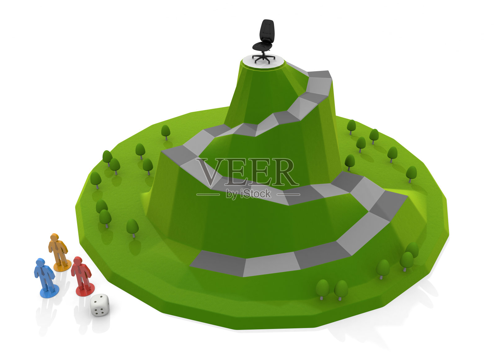 3 d演示。成功的商人。瞄准总统的棋盘游戏。照片摄影图片